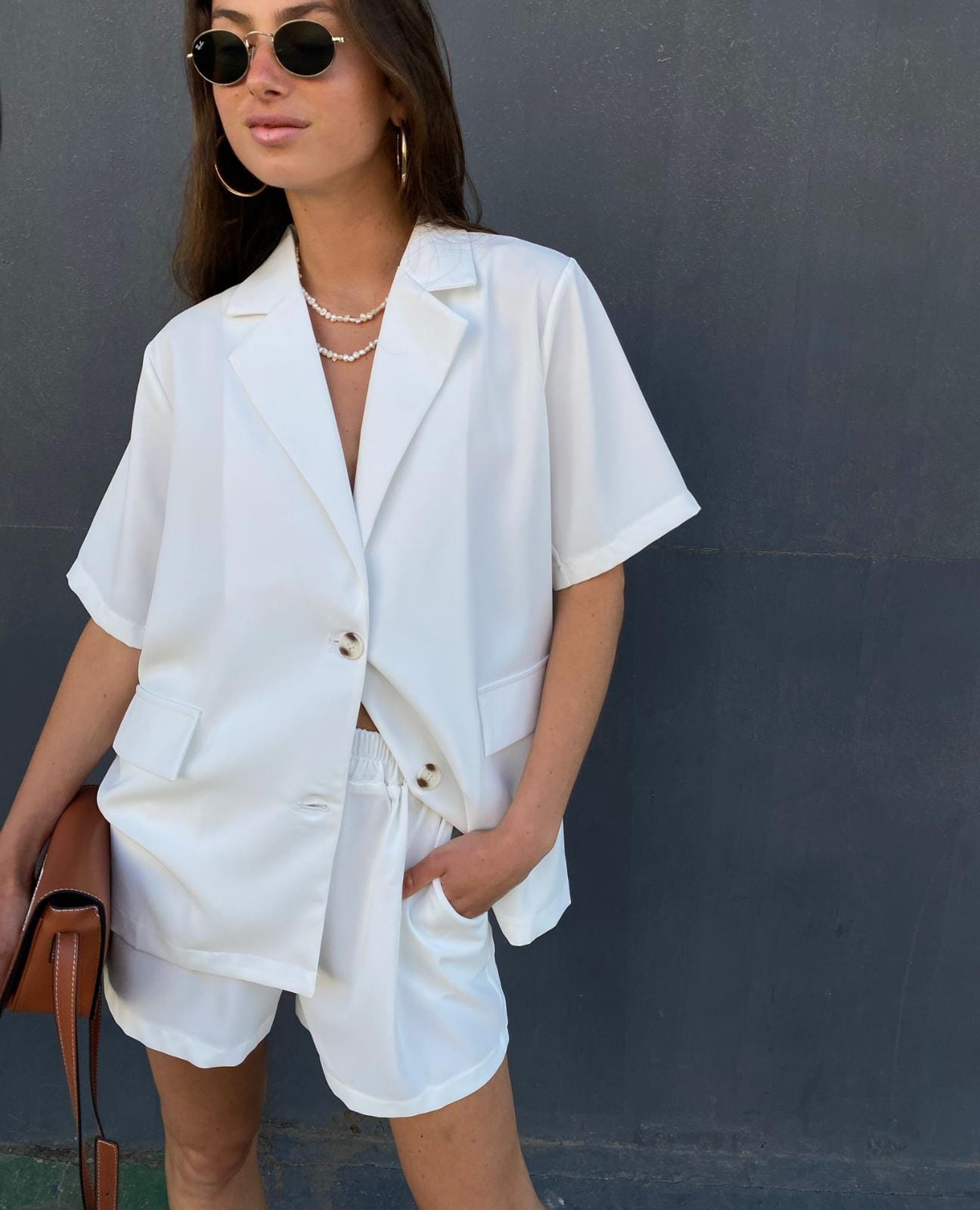 חליפת ג'קט שרוול קצר ושורט