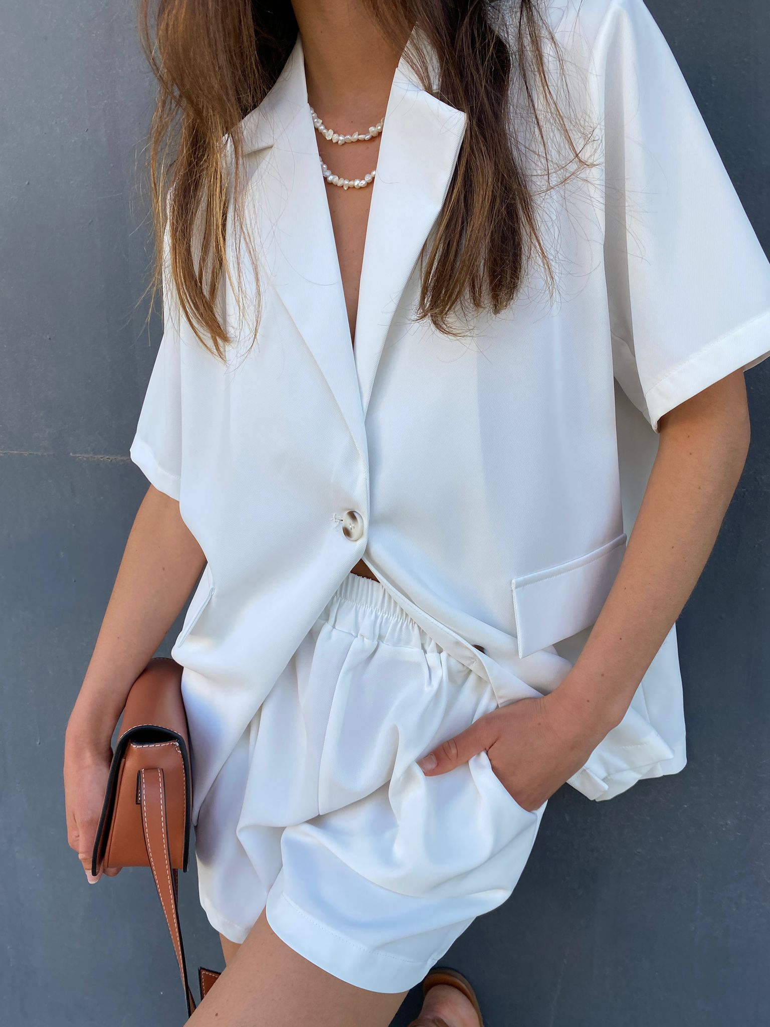 חליפת ג'קט שרוול קצר ושורט