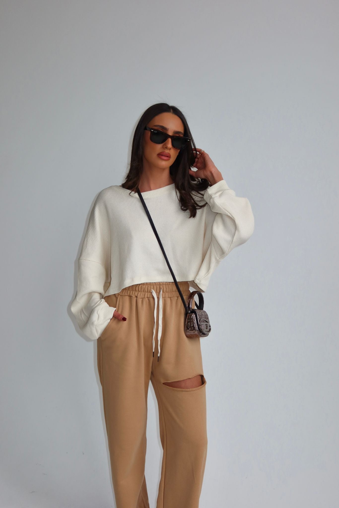 סריג קרופ זואי שמנת לבן