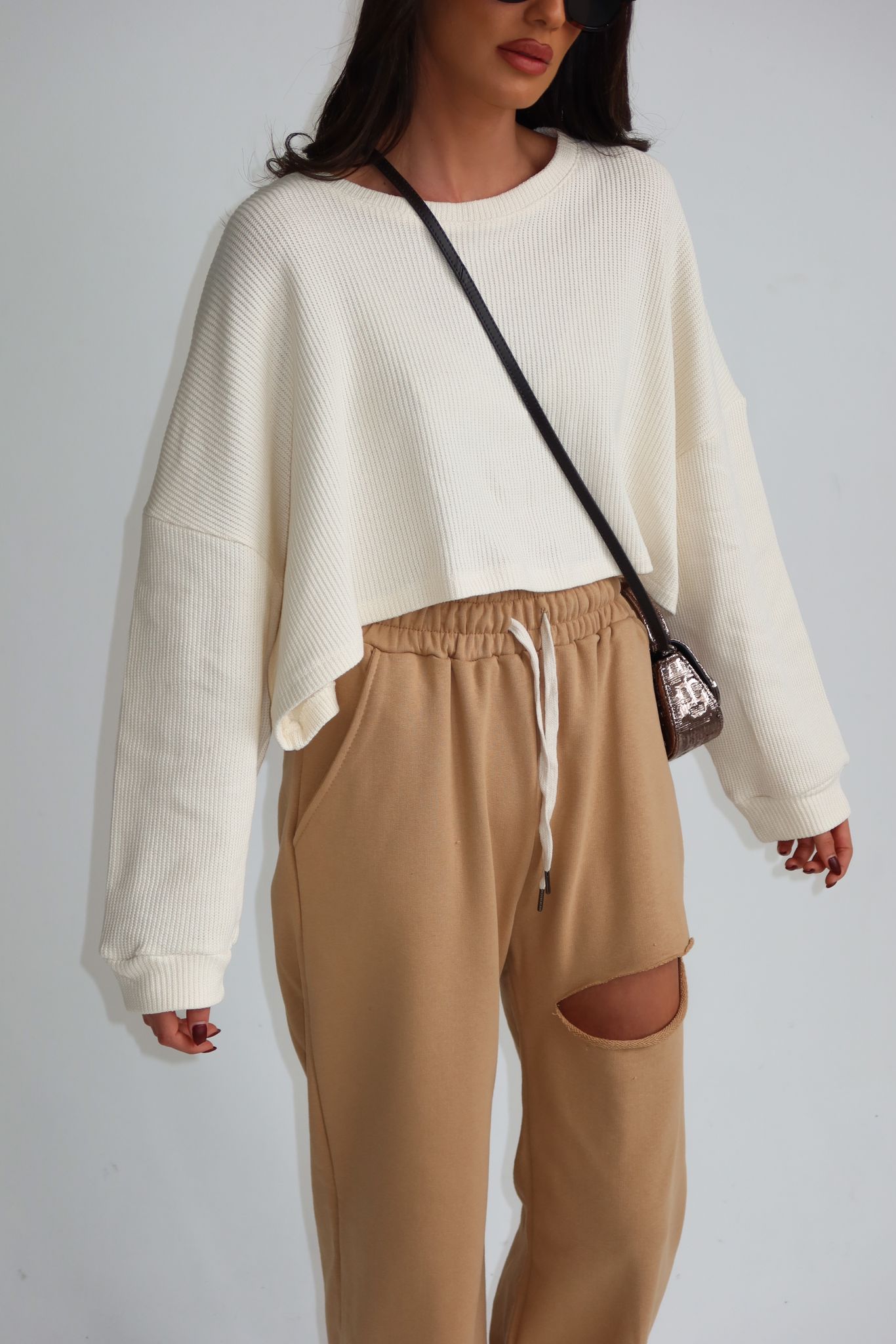 סריג קרופ זואי שמנת לבן