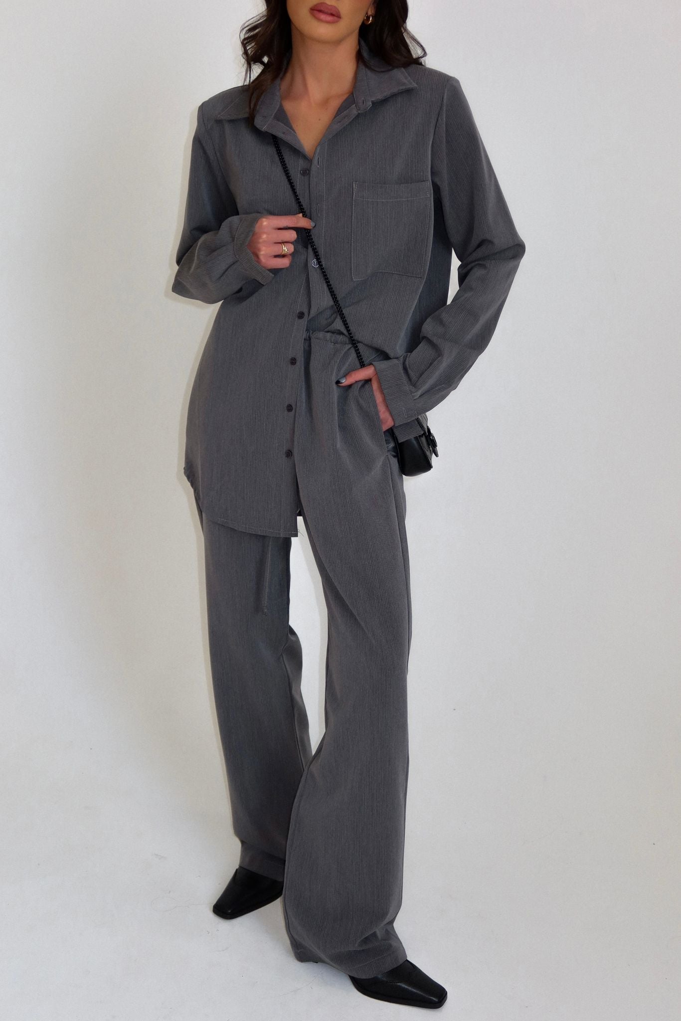 חליפת מייסי אפור פלדה