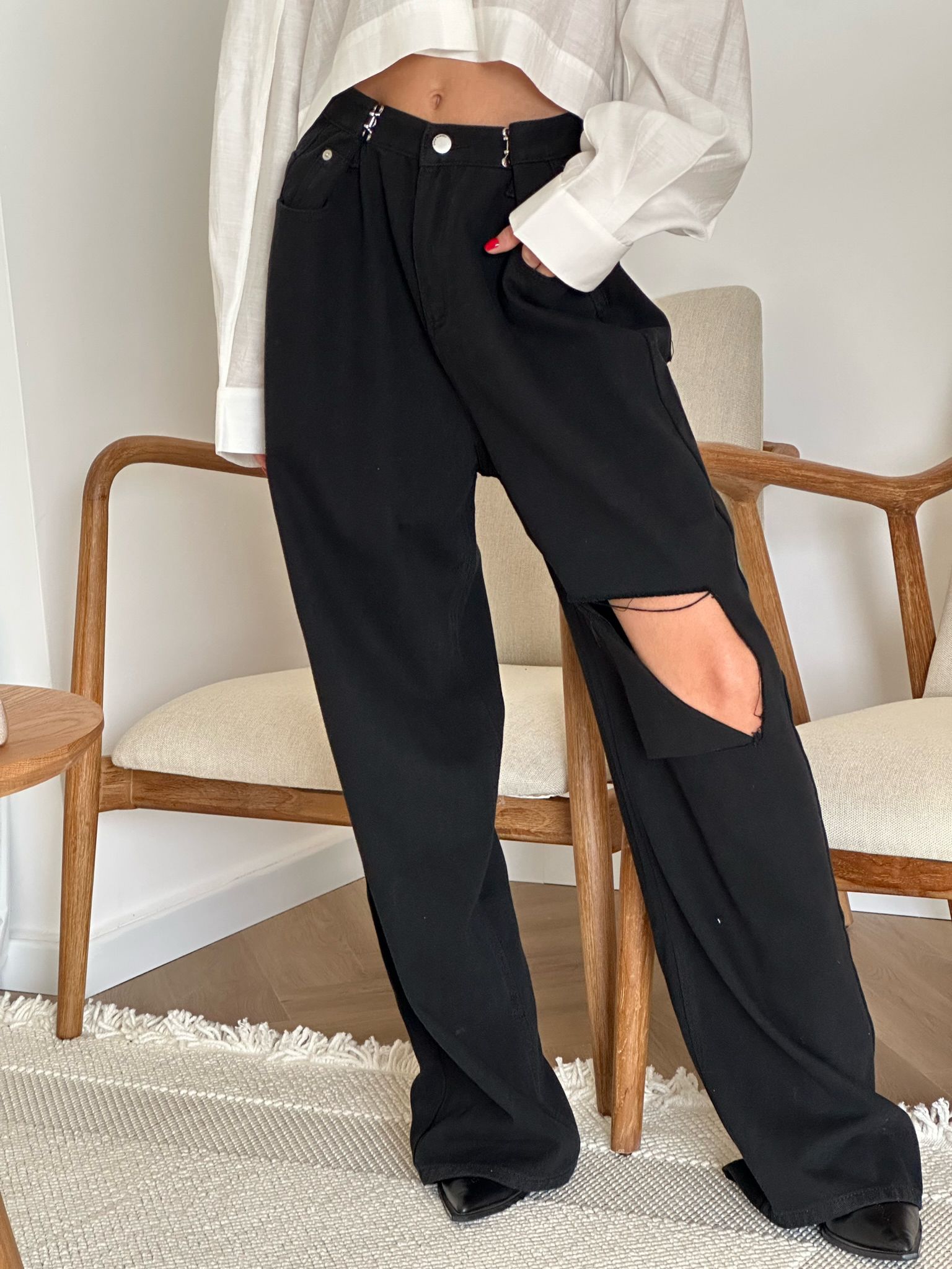 מכנס ליהי שחור פחם