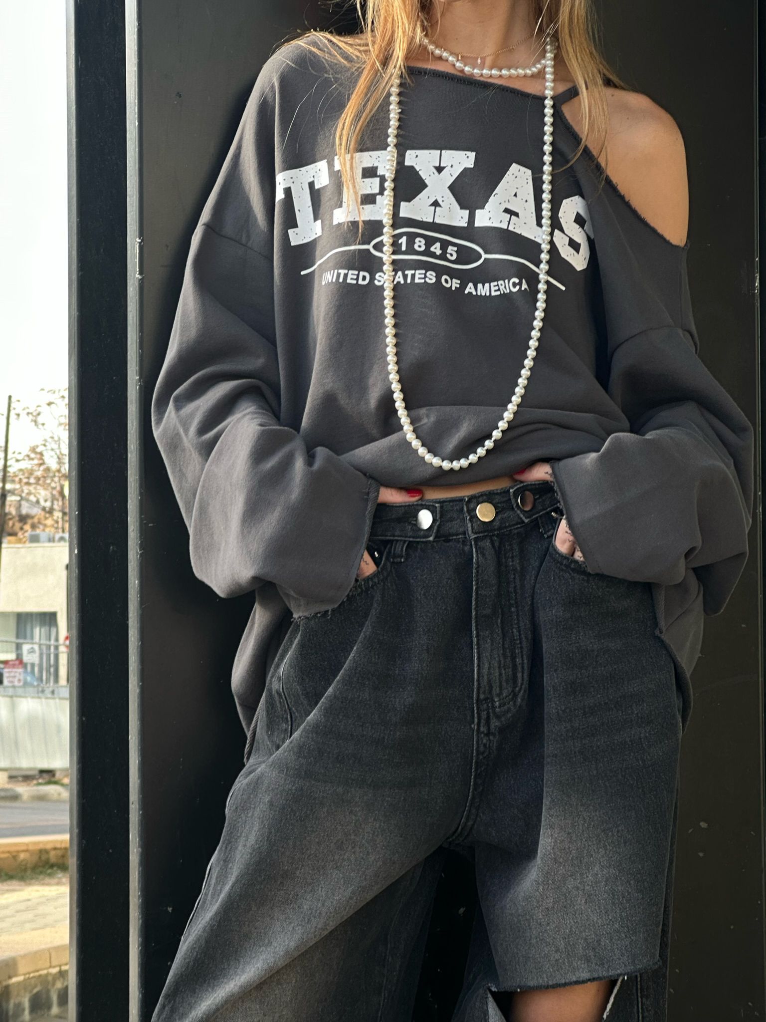 סווצ'ר טקסס אפור פלדה