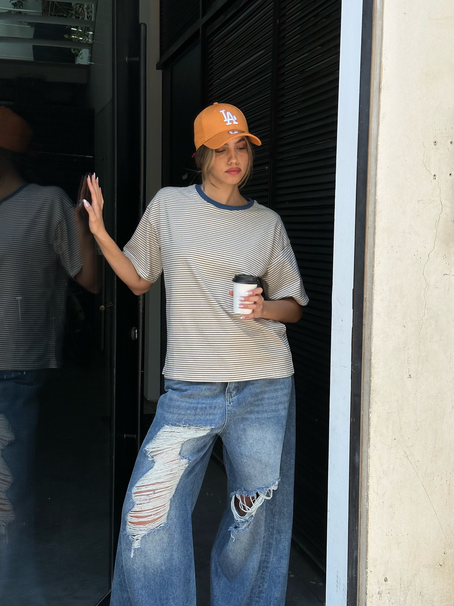 חולצת סאלי קרם כחול