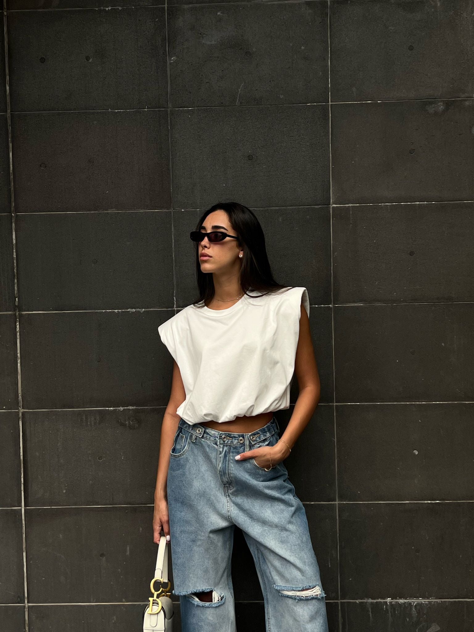 חולצת קרופ מארי לבן