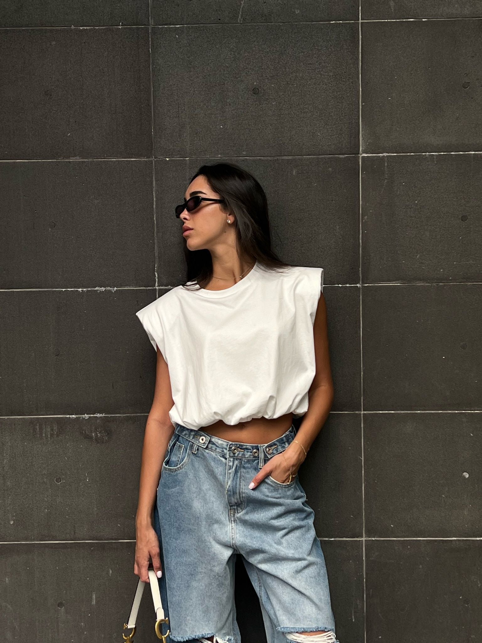 חולצת קרופ מארי לבן