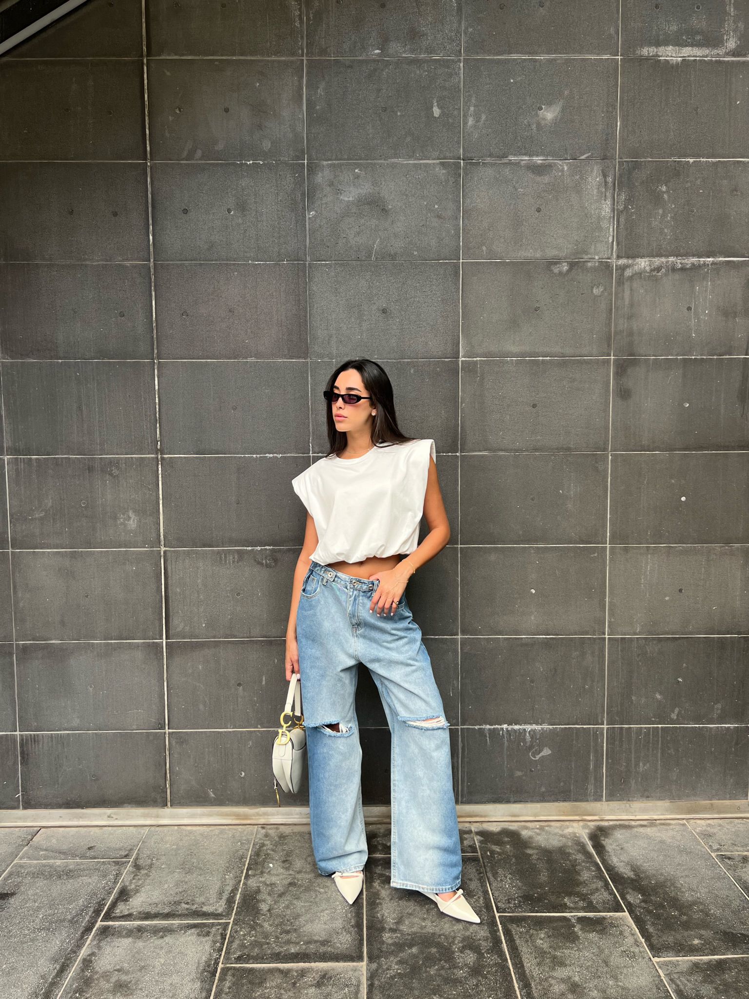 חולצת קרופ מארי לבן