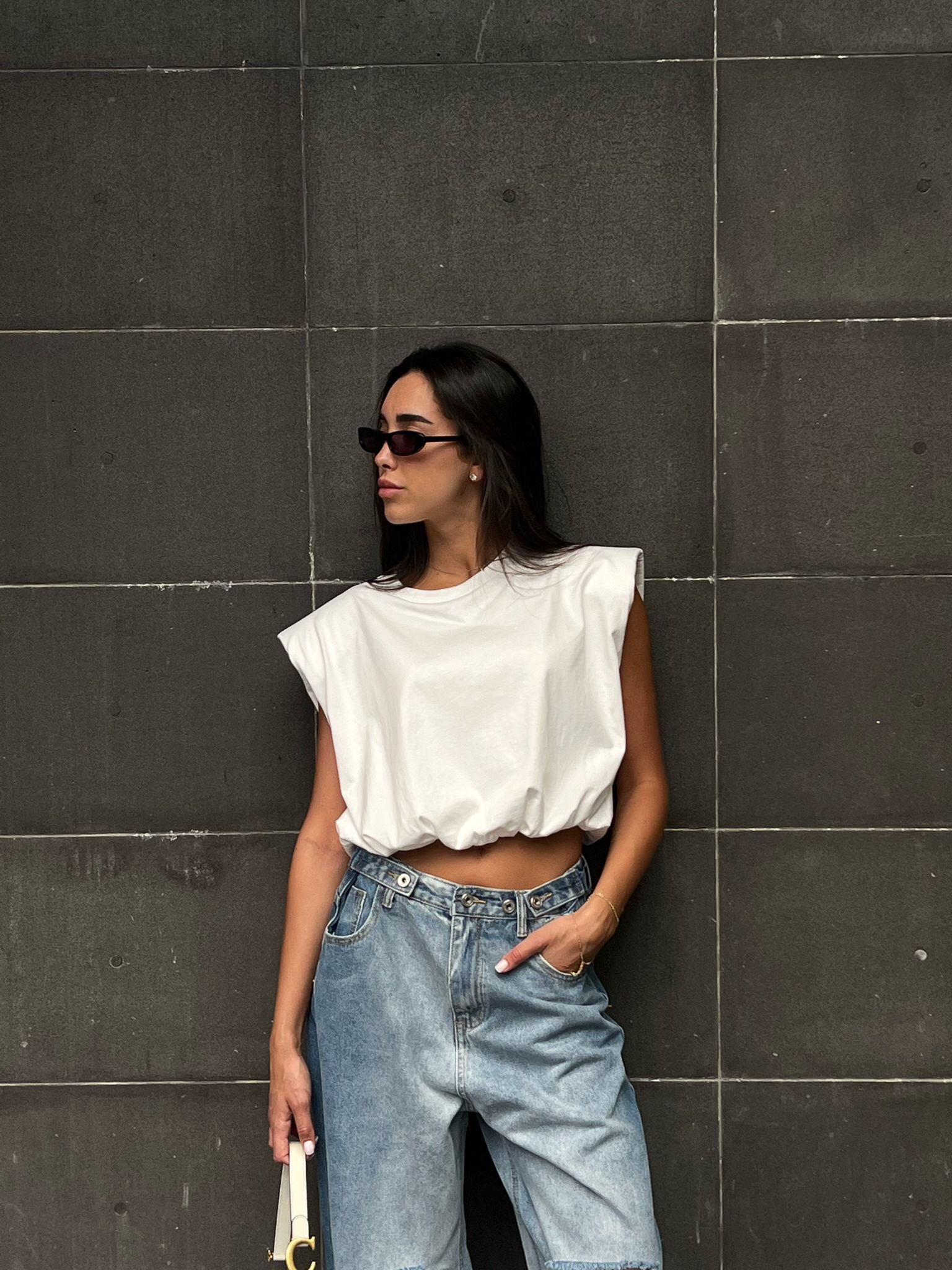 חולצת קרופ מארי לבן