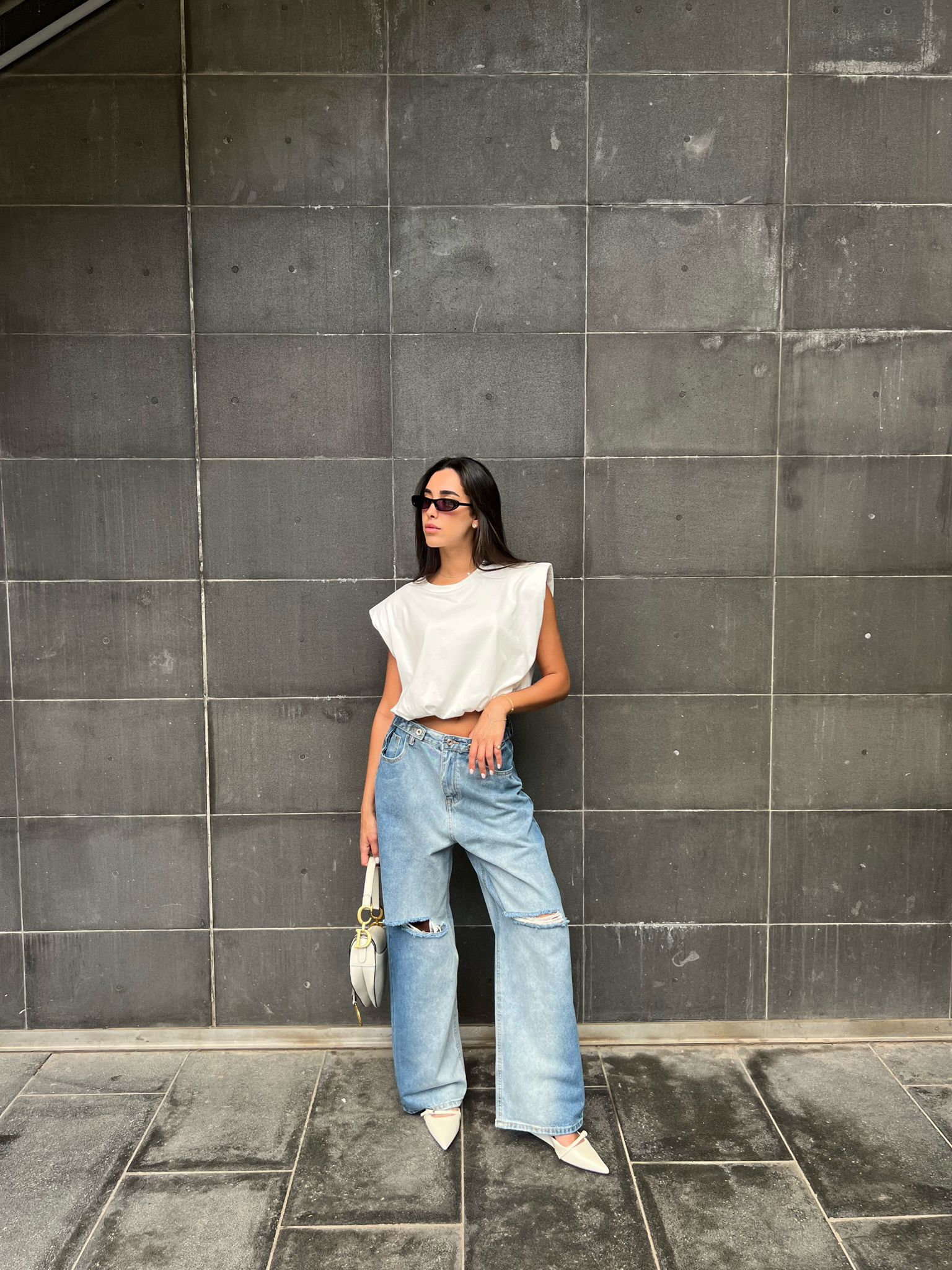 חולצת קרופ מארי לבן