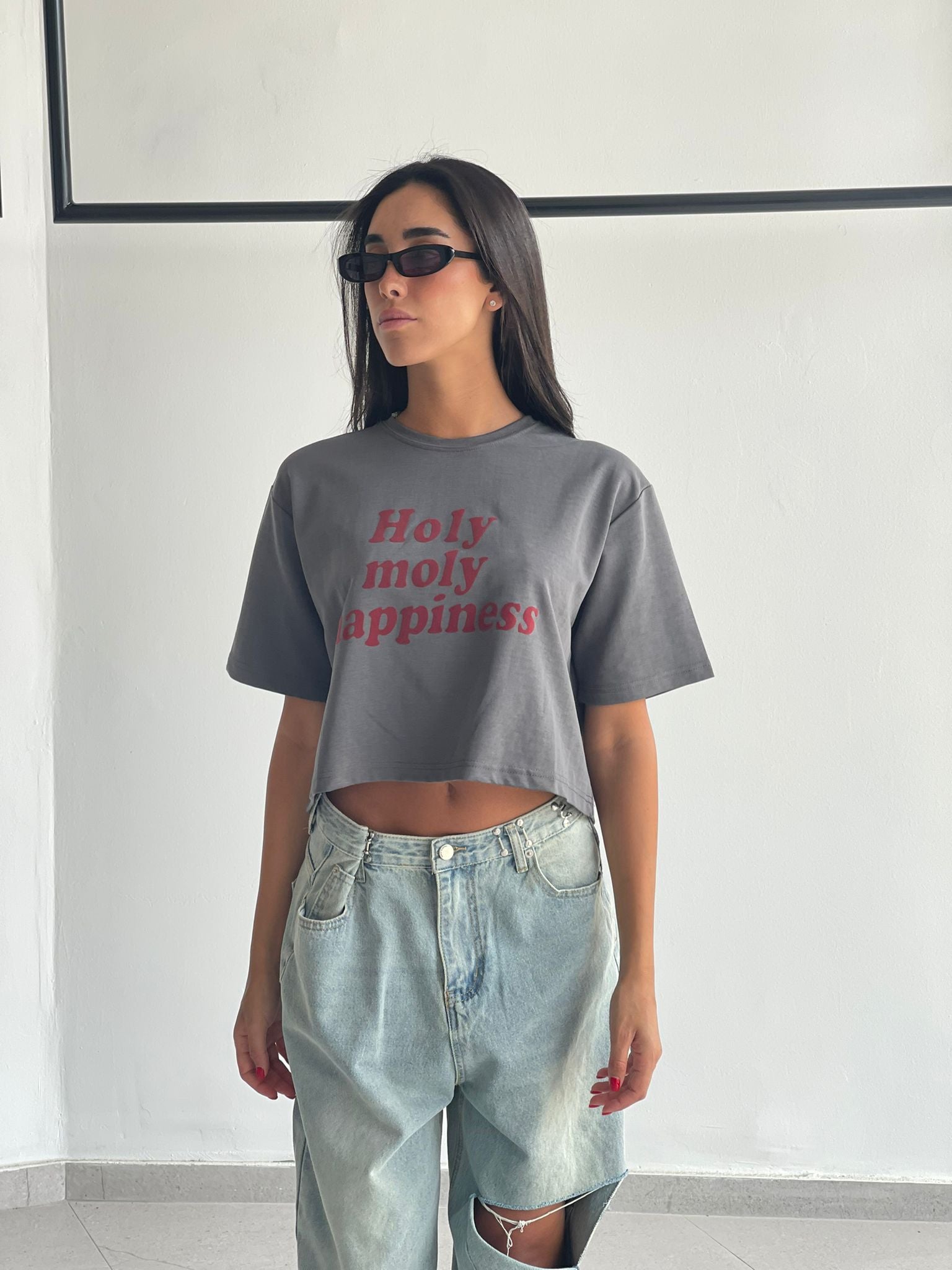 חולצת קרופ מולי אפור