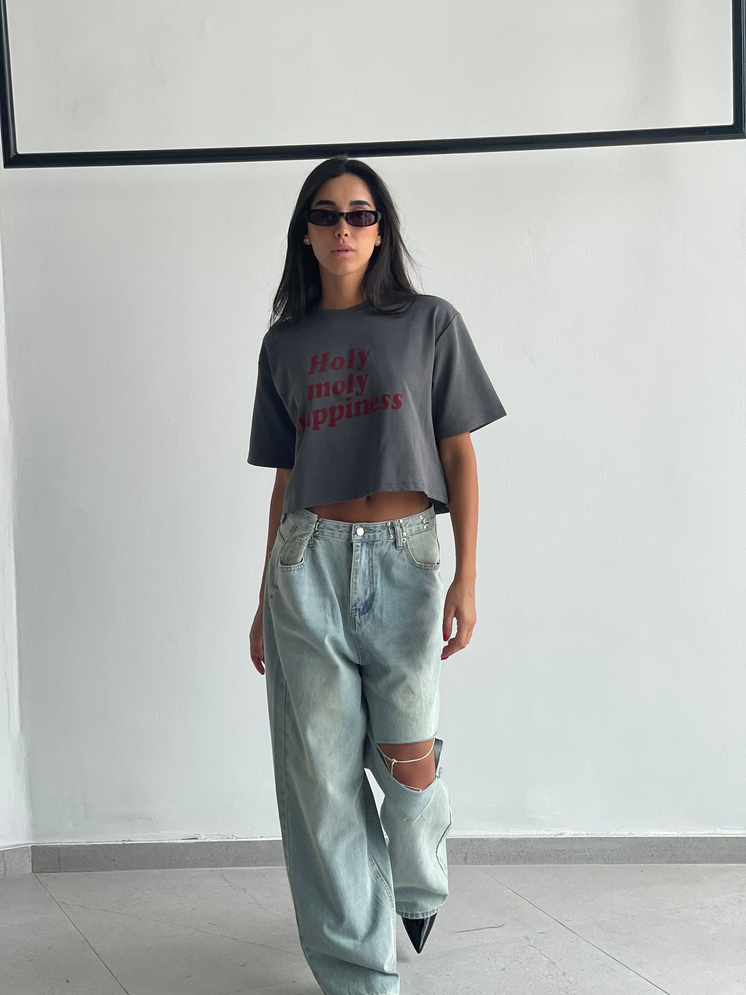 חולצת קרופ מולי אפור