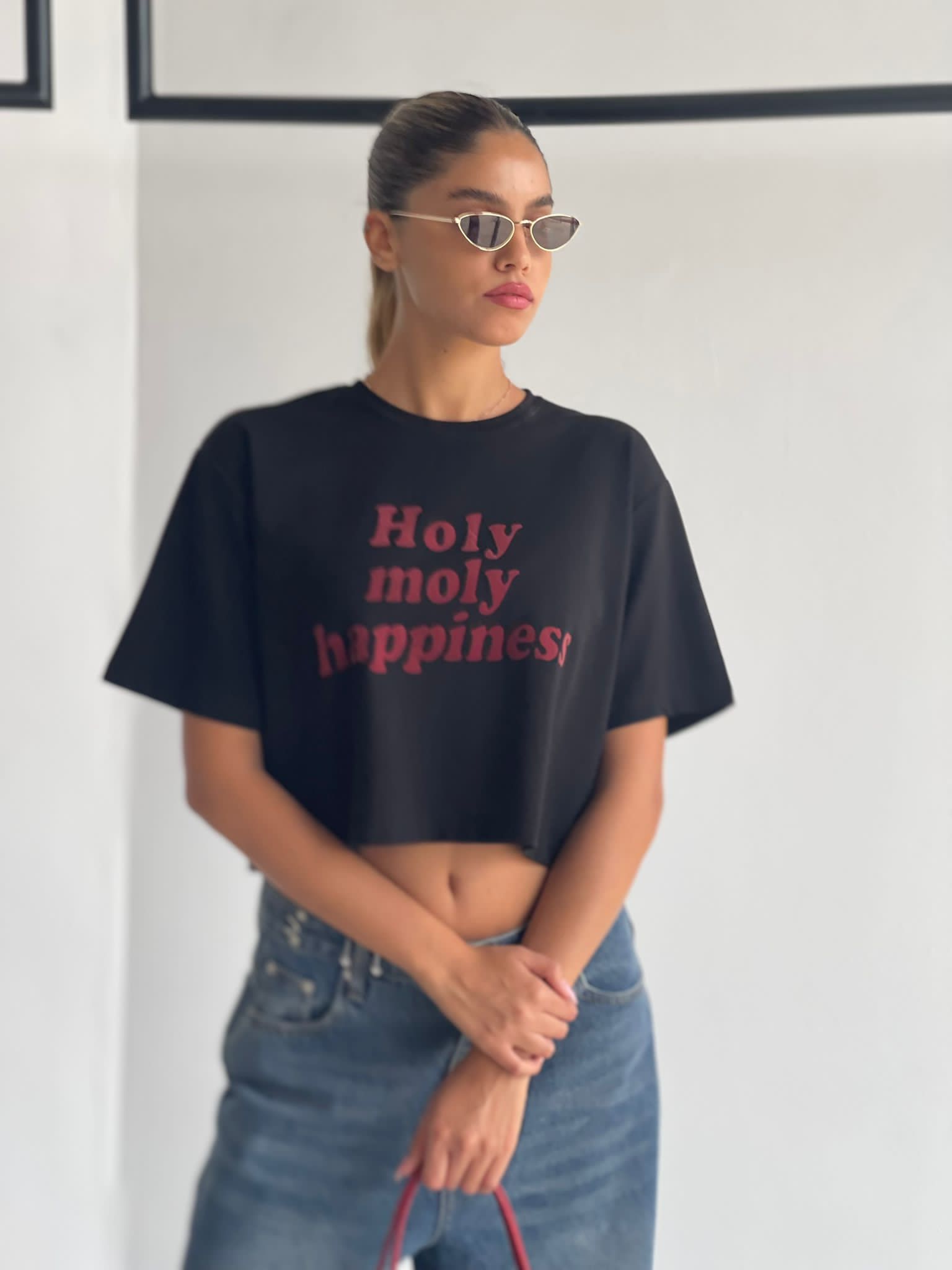 חולצת קרופ מולי שחור