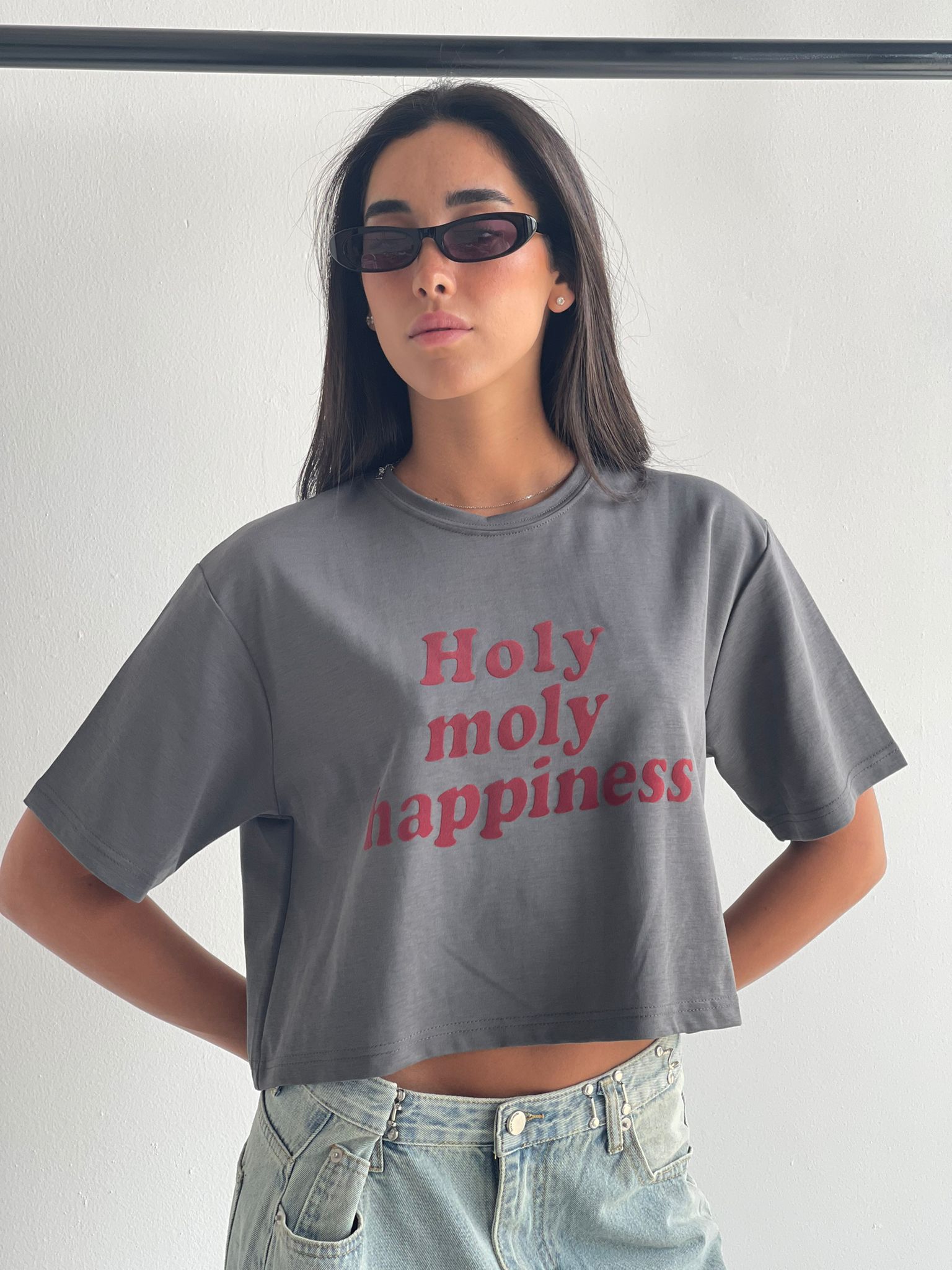 חולצת קרופ מולי אפור