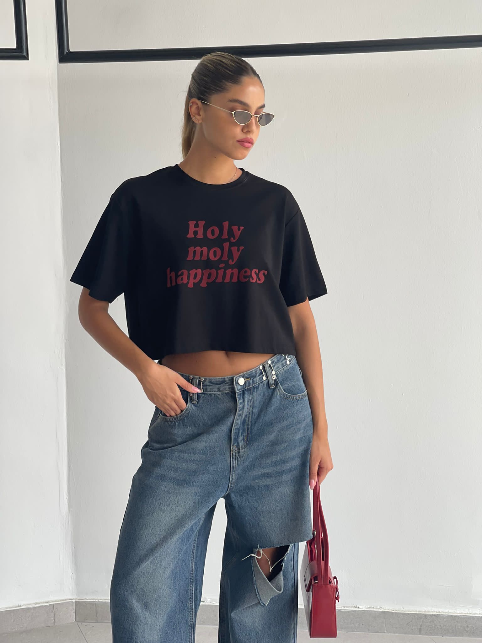 חולצת קרופ מולי שחור