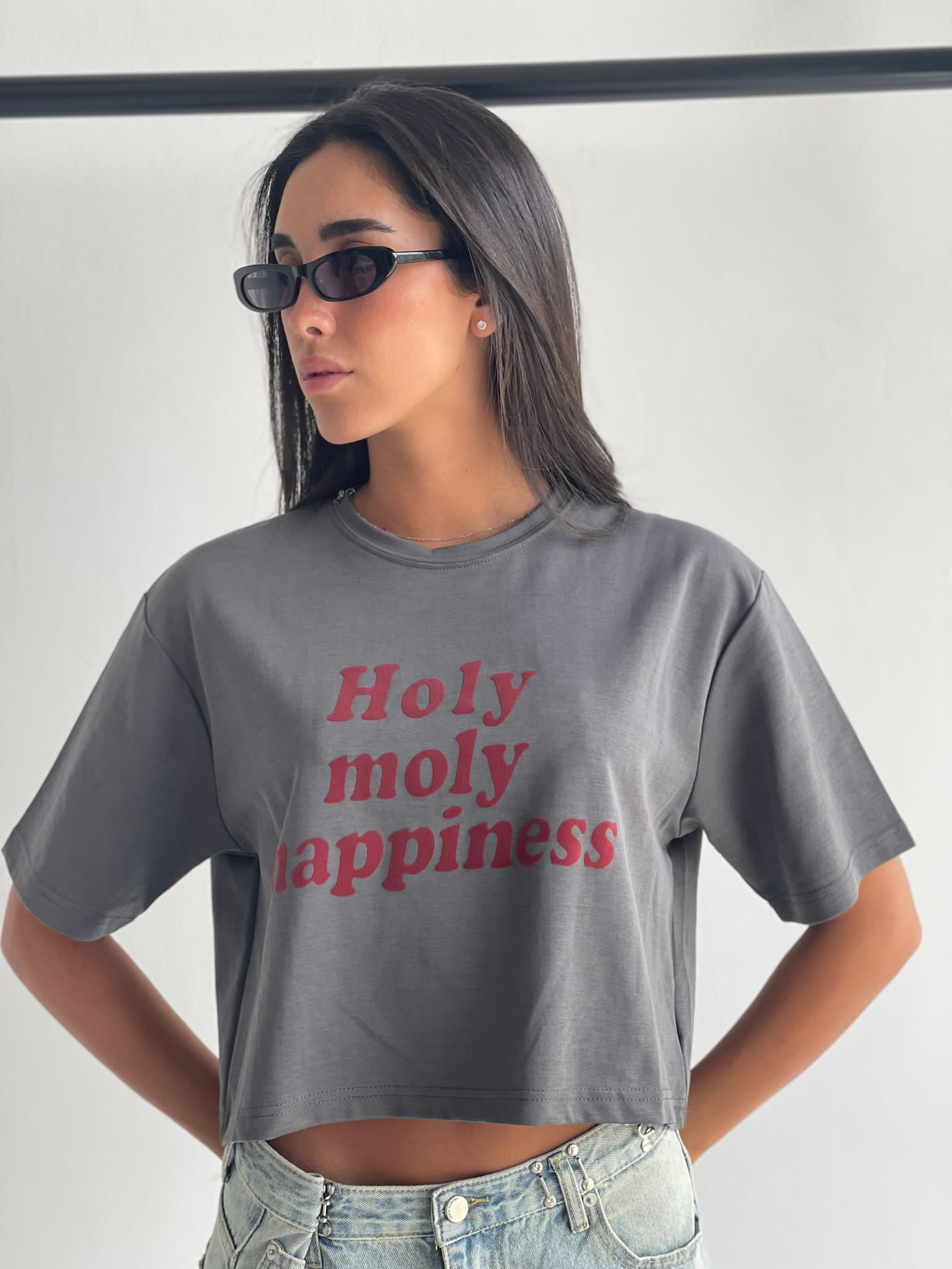 חולצת קרופ מולי אפור