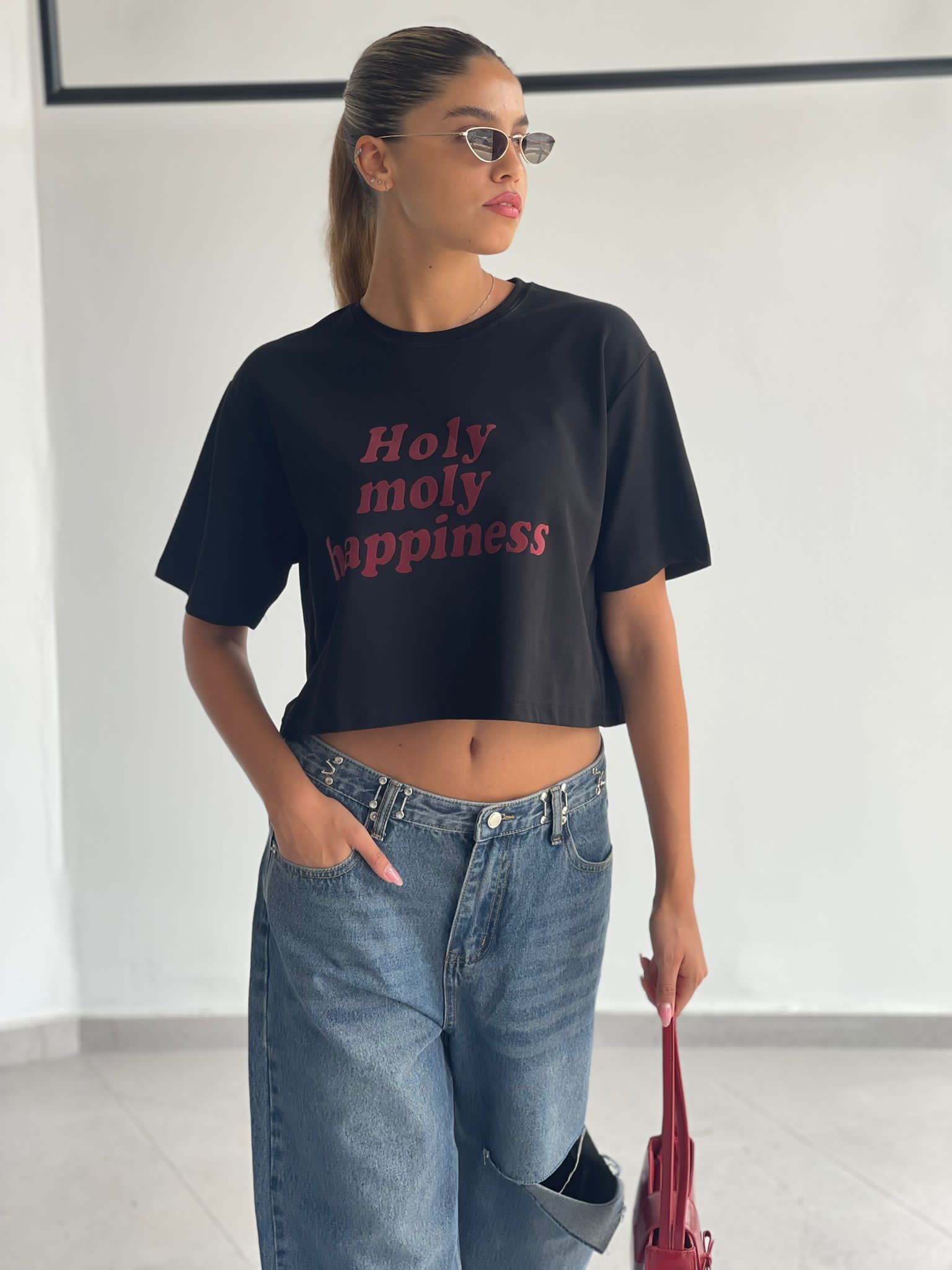 חולצת קרופ מולי שחור