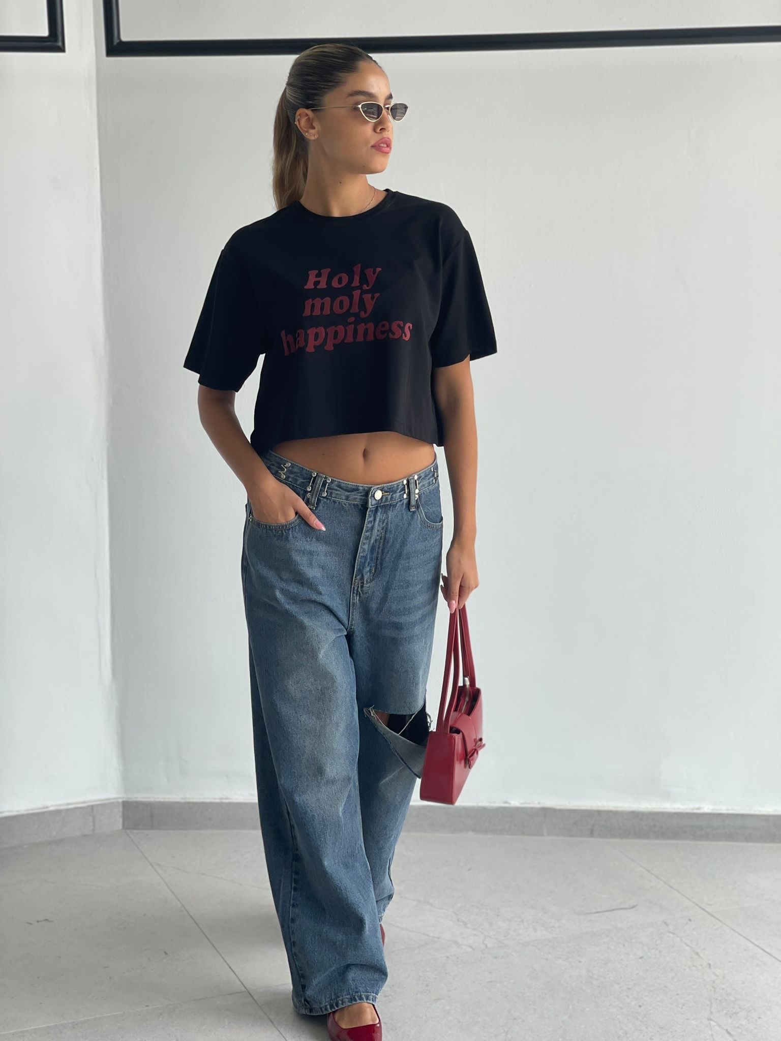 חולצת קרופ מולי שחור