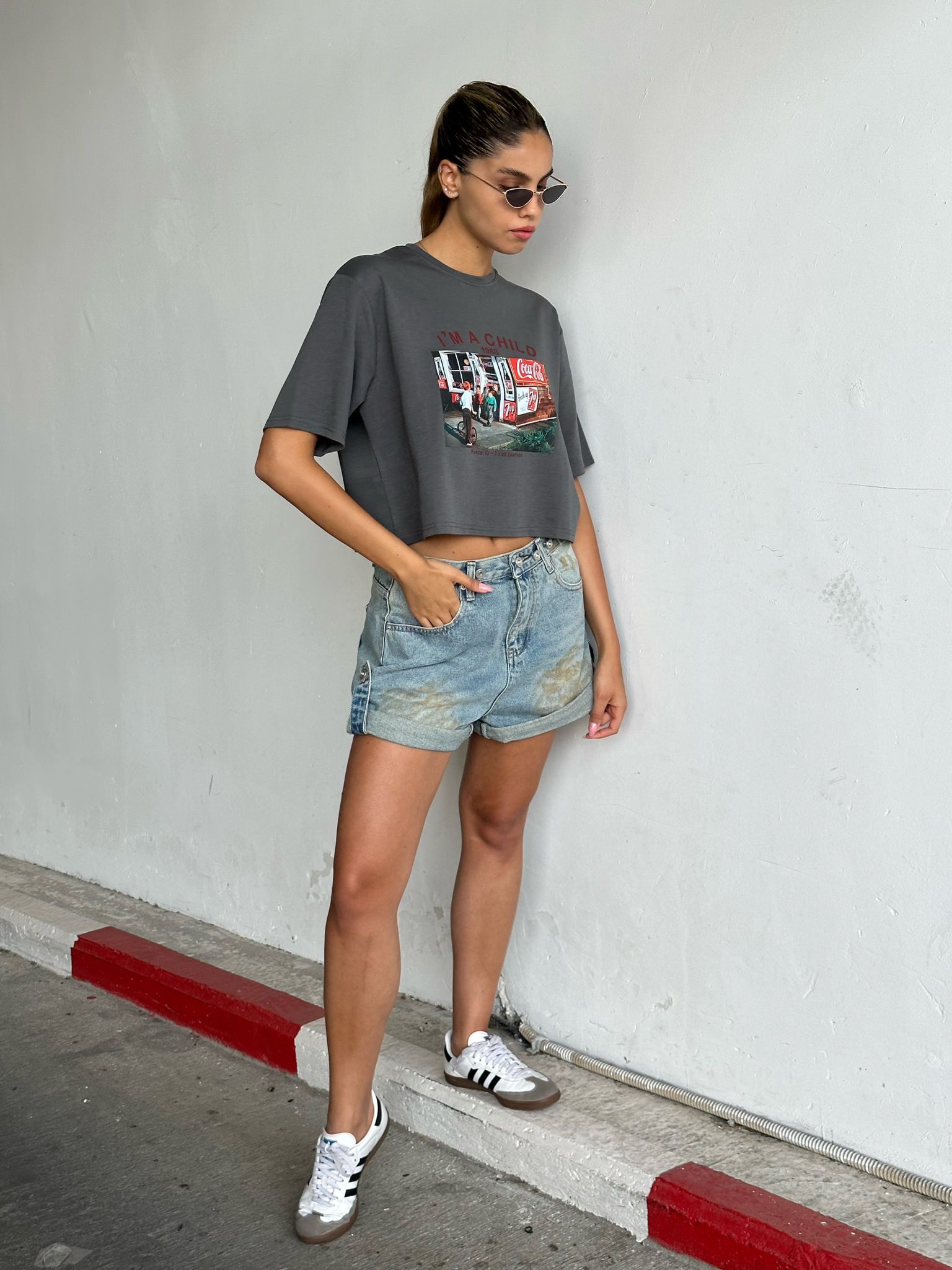 חולצת קרופ אלרז אפור