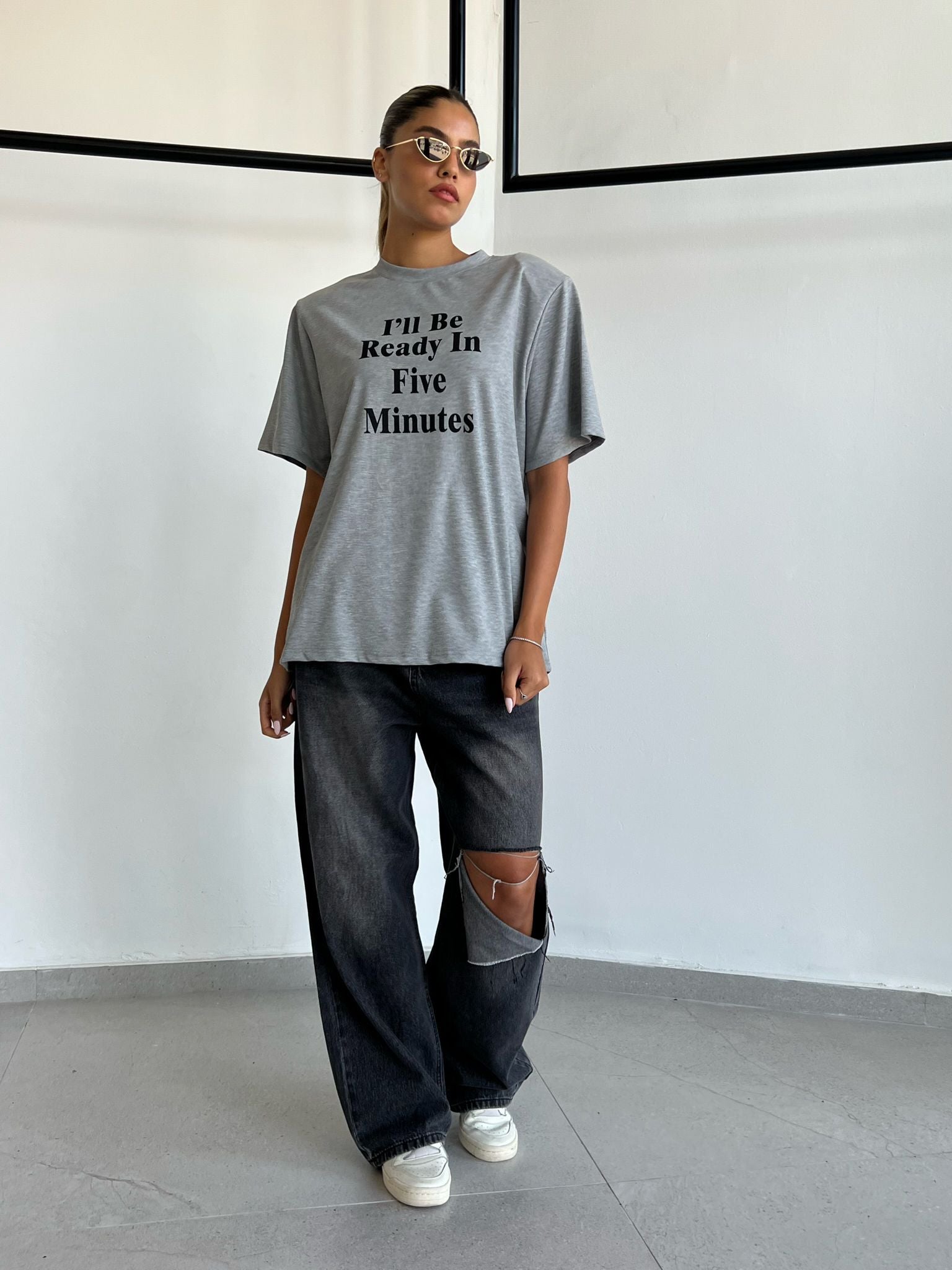 ג'ינס ליהי אפור שחור