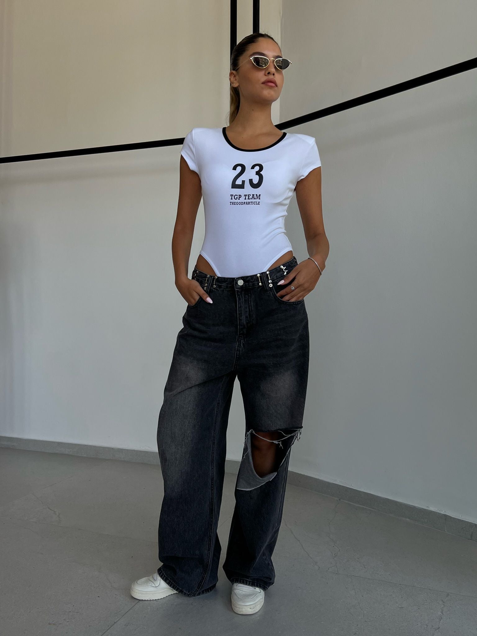 ג'ינס ליהי אפור שחור