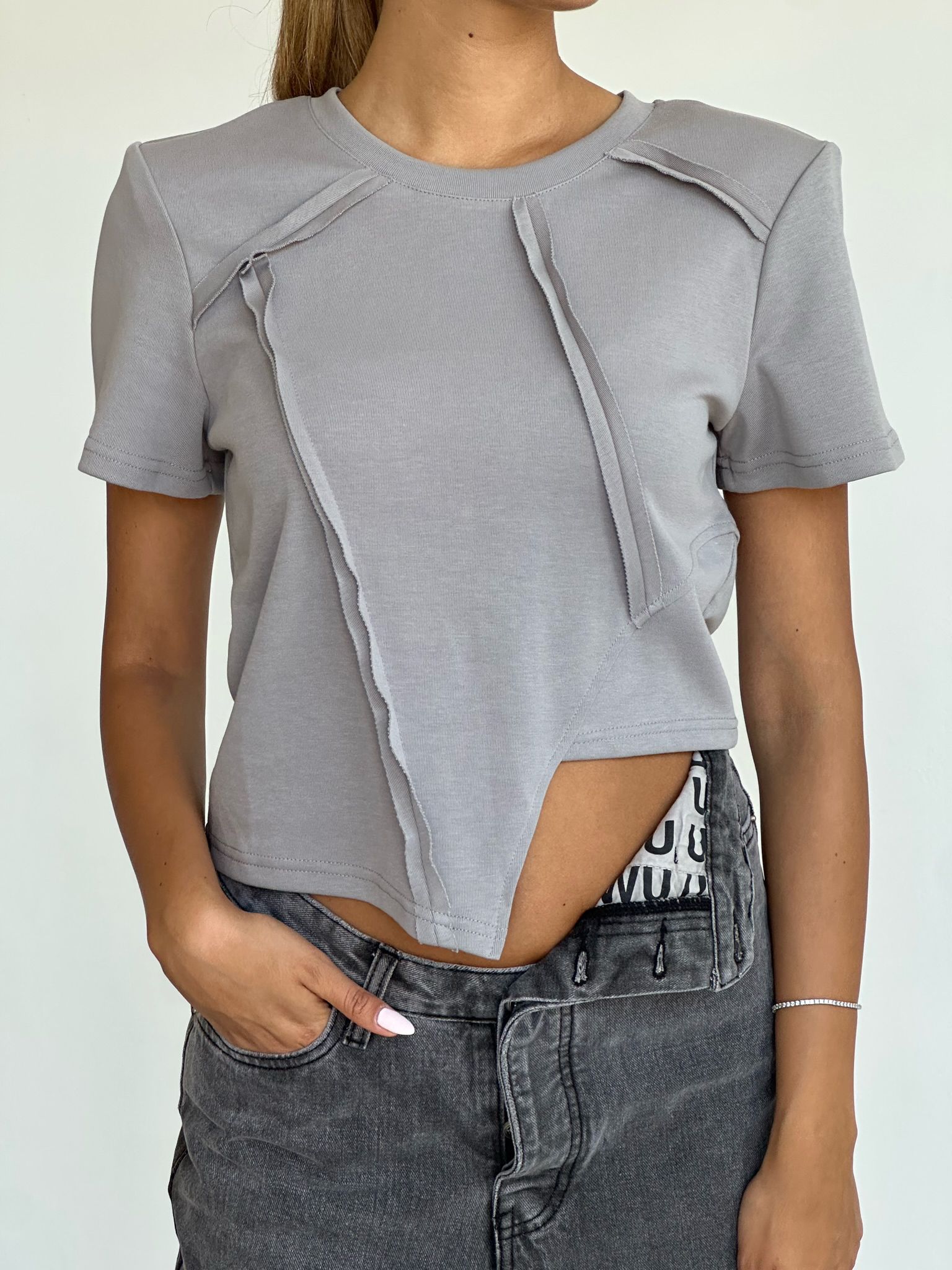 חולצת טורי אפור ווש