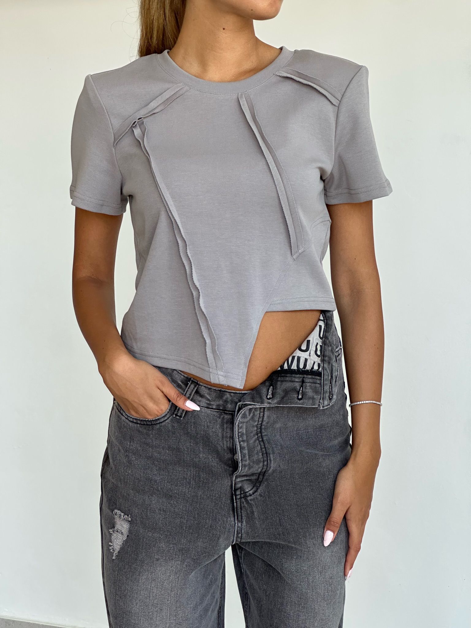 חולצת טורי אפור ווש