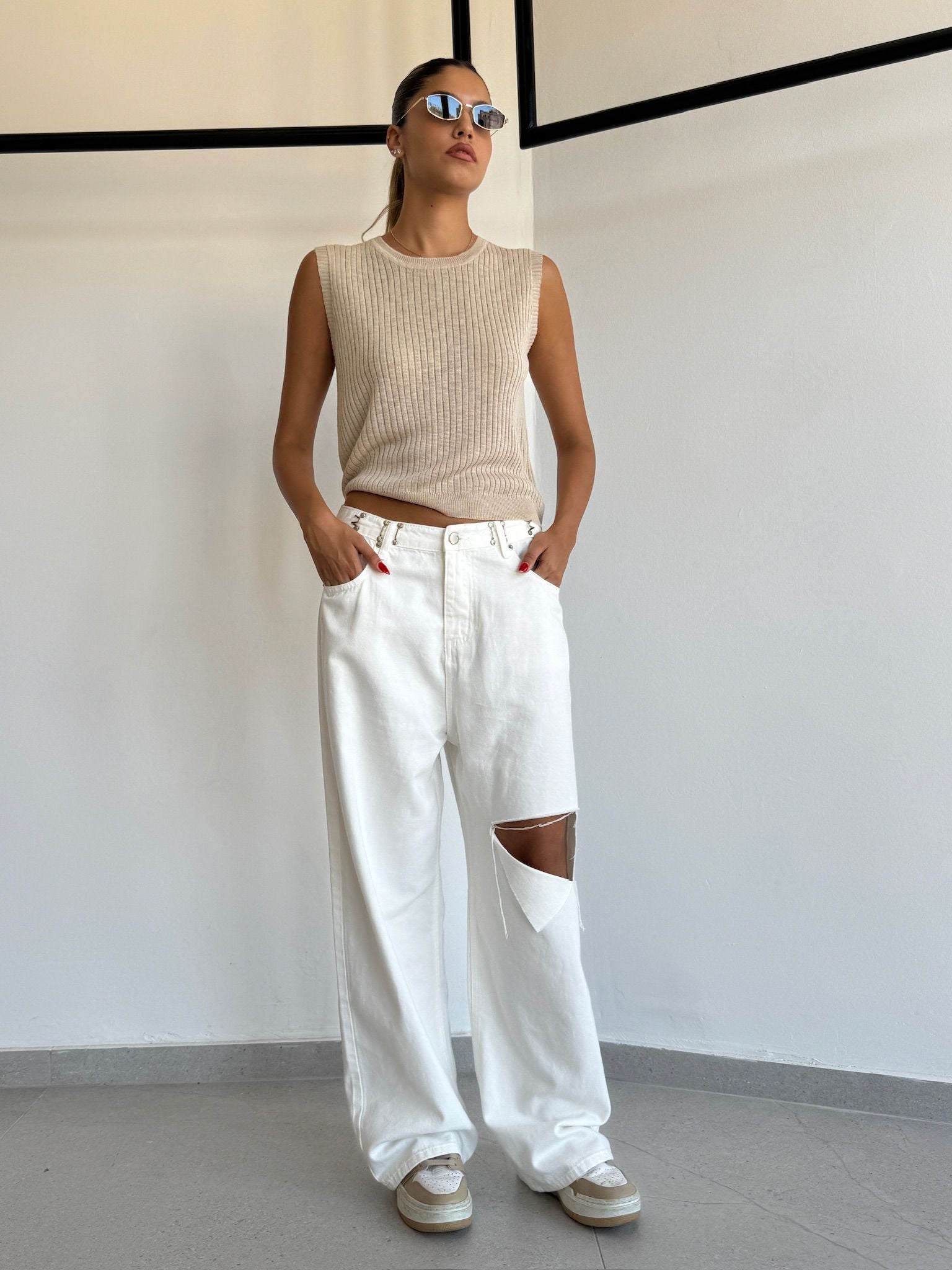 ג'ינס ליהי לבן