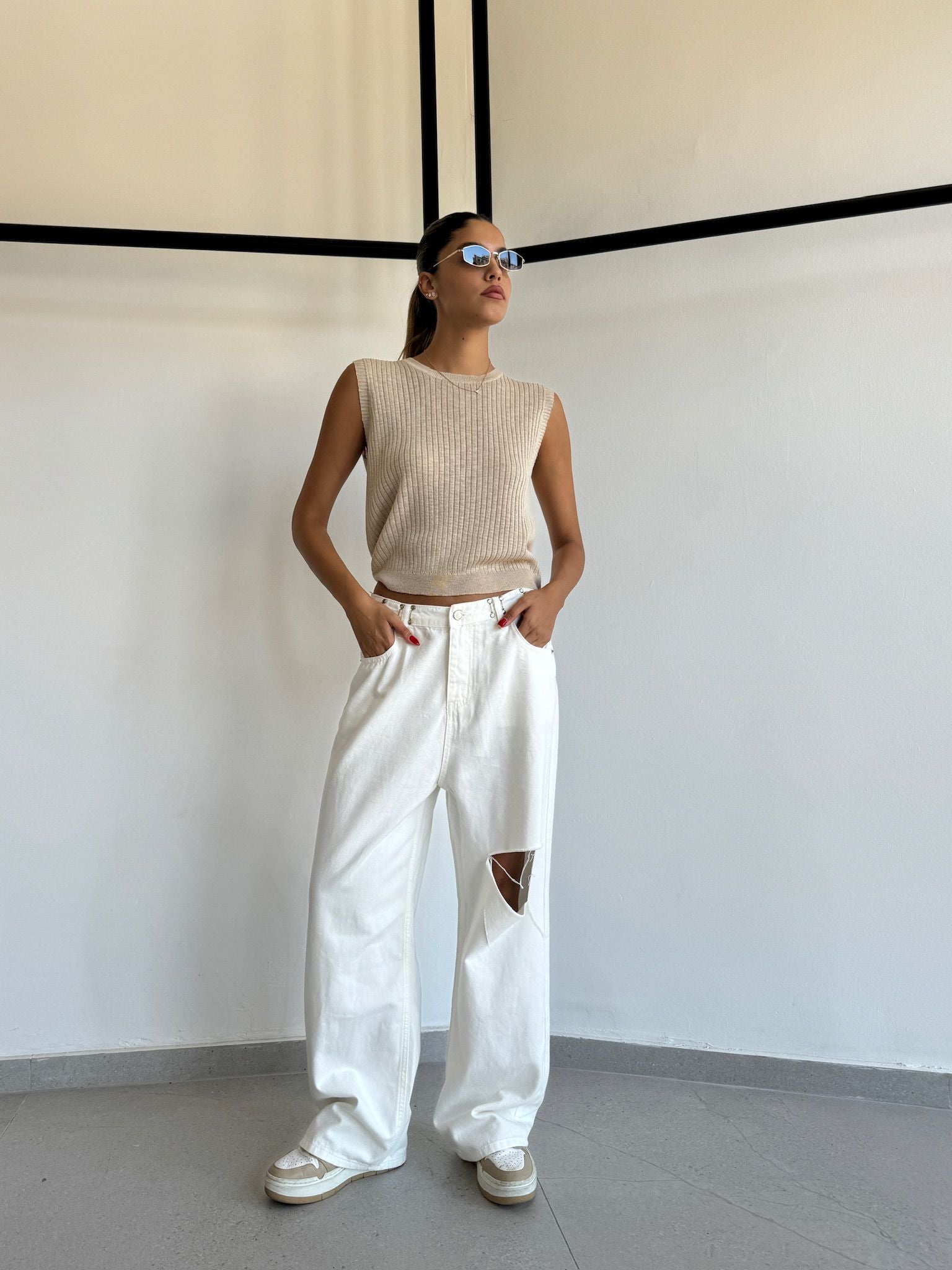 ג'ינס ליהי לבן