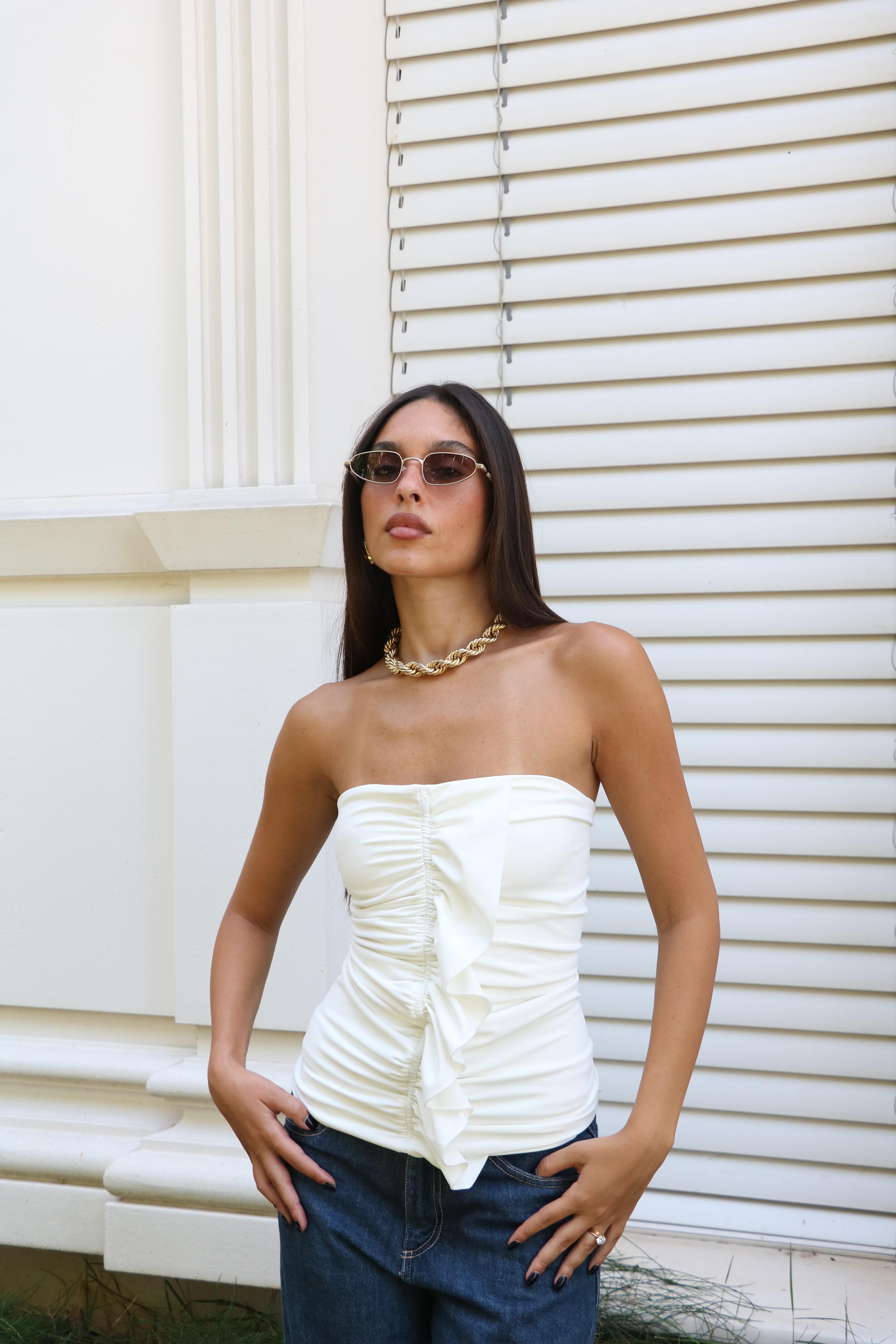 חולצת רוז לבן