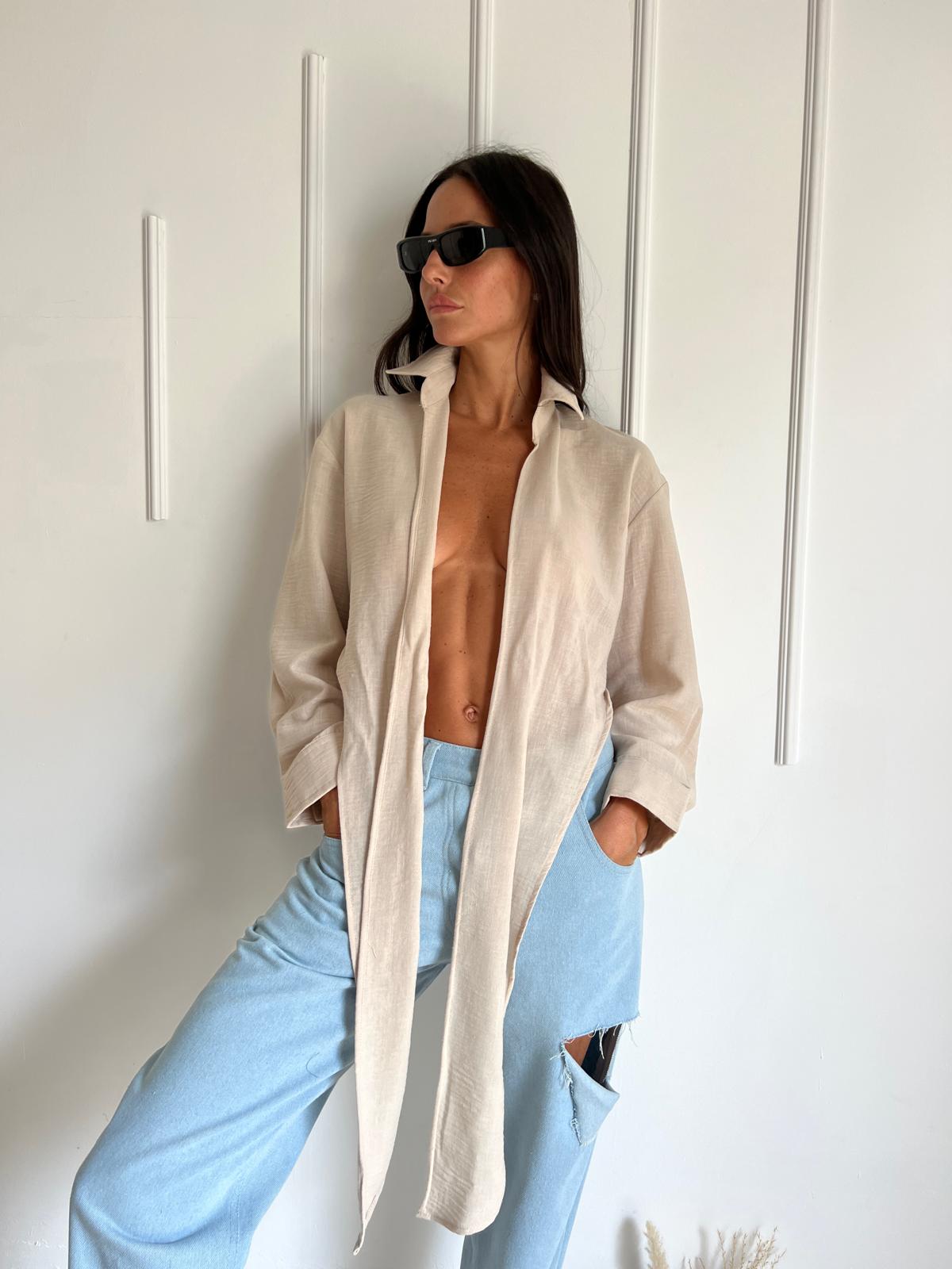 חולצת פשתן סופי אבן