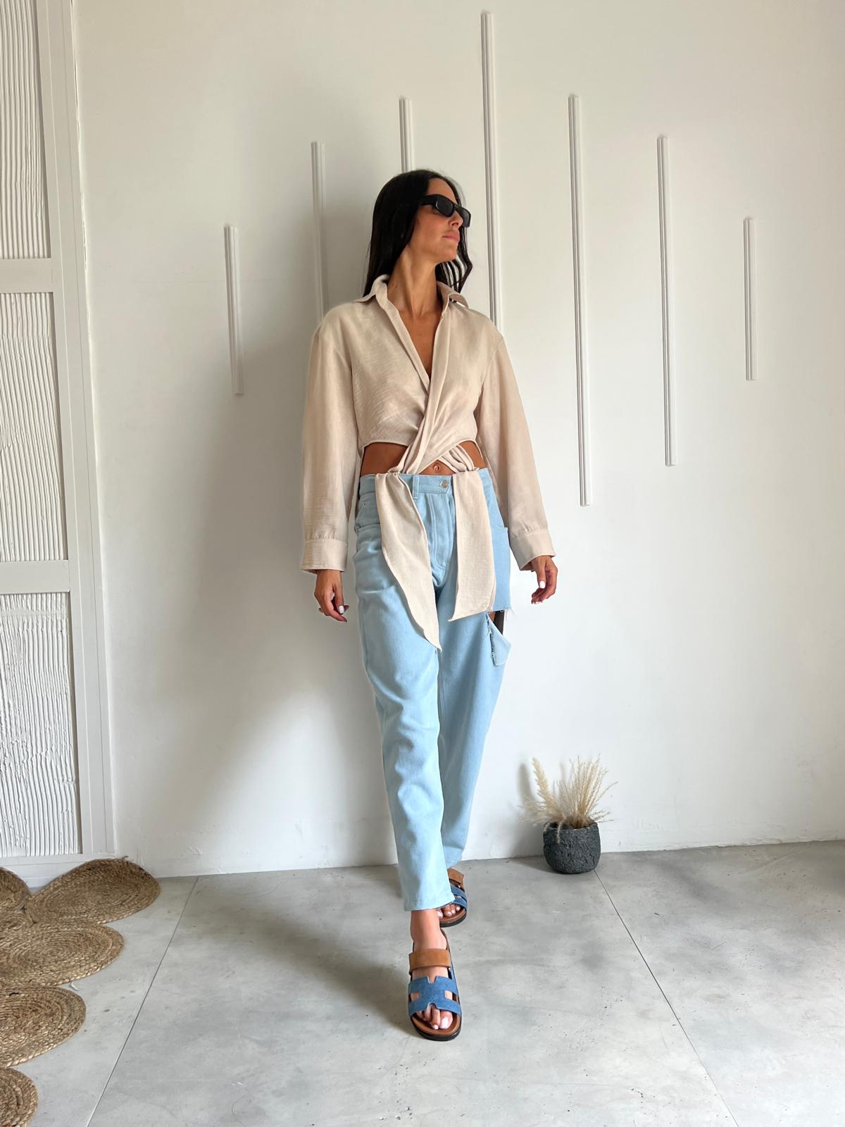 חולצת פשתן סופי אבן