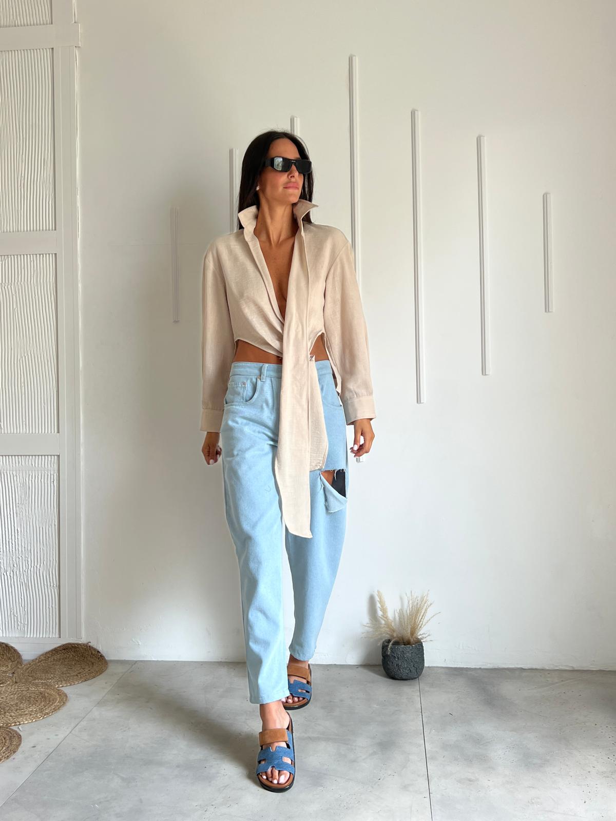 חולצת פשתן סופי אבן