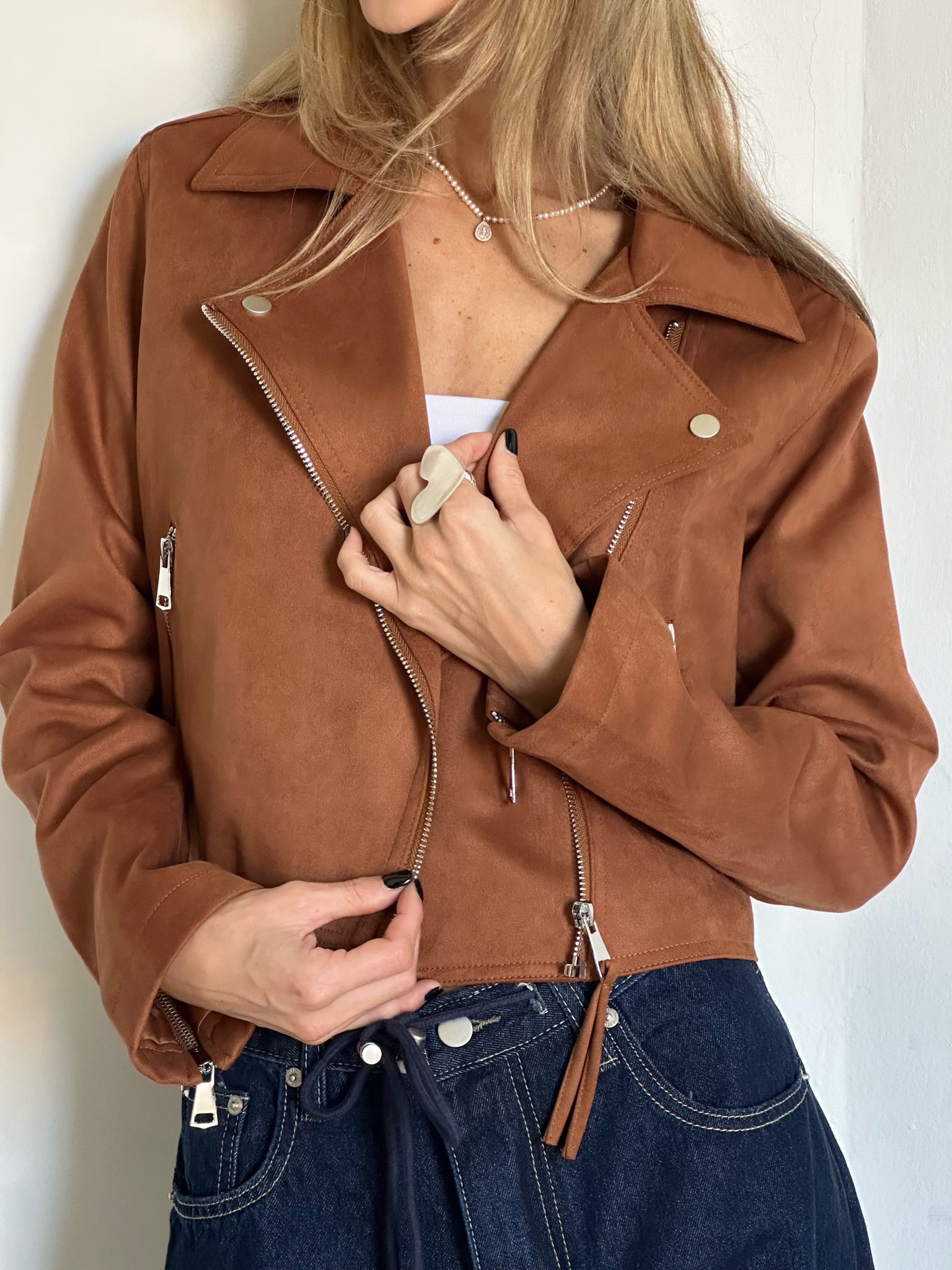 ג'קט לורי זמש חום