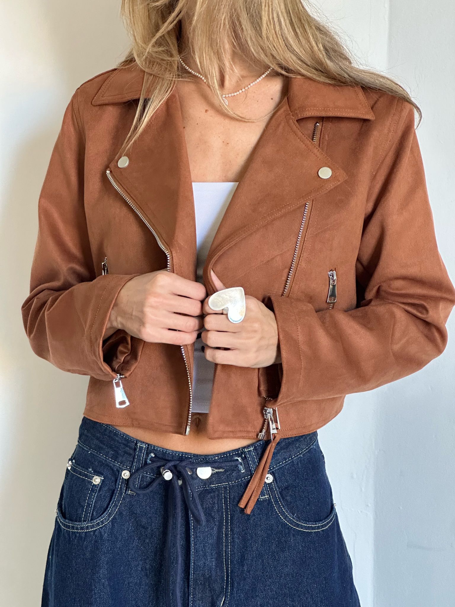 ג'קט לורי זמש חום