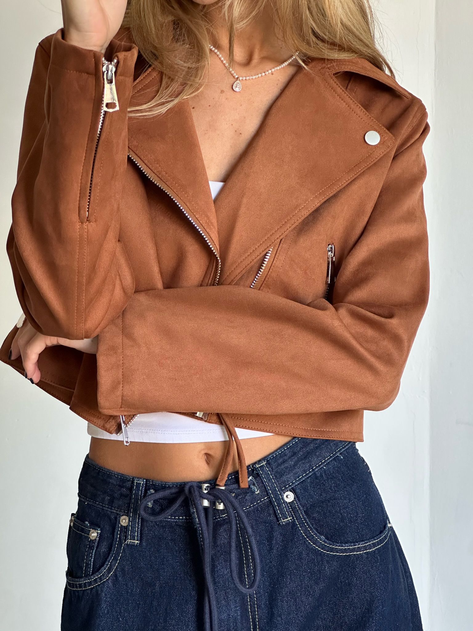 ג'קט לורי זמש חום