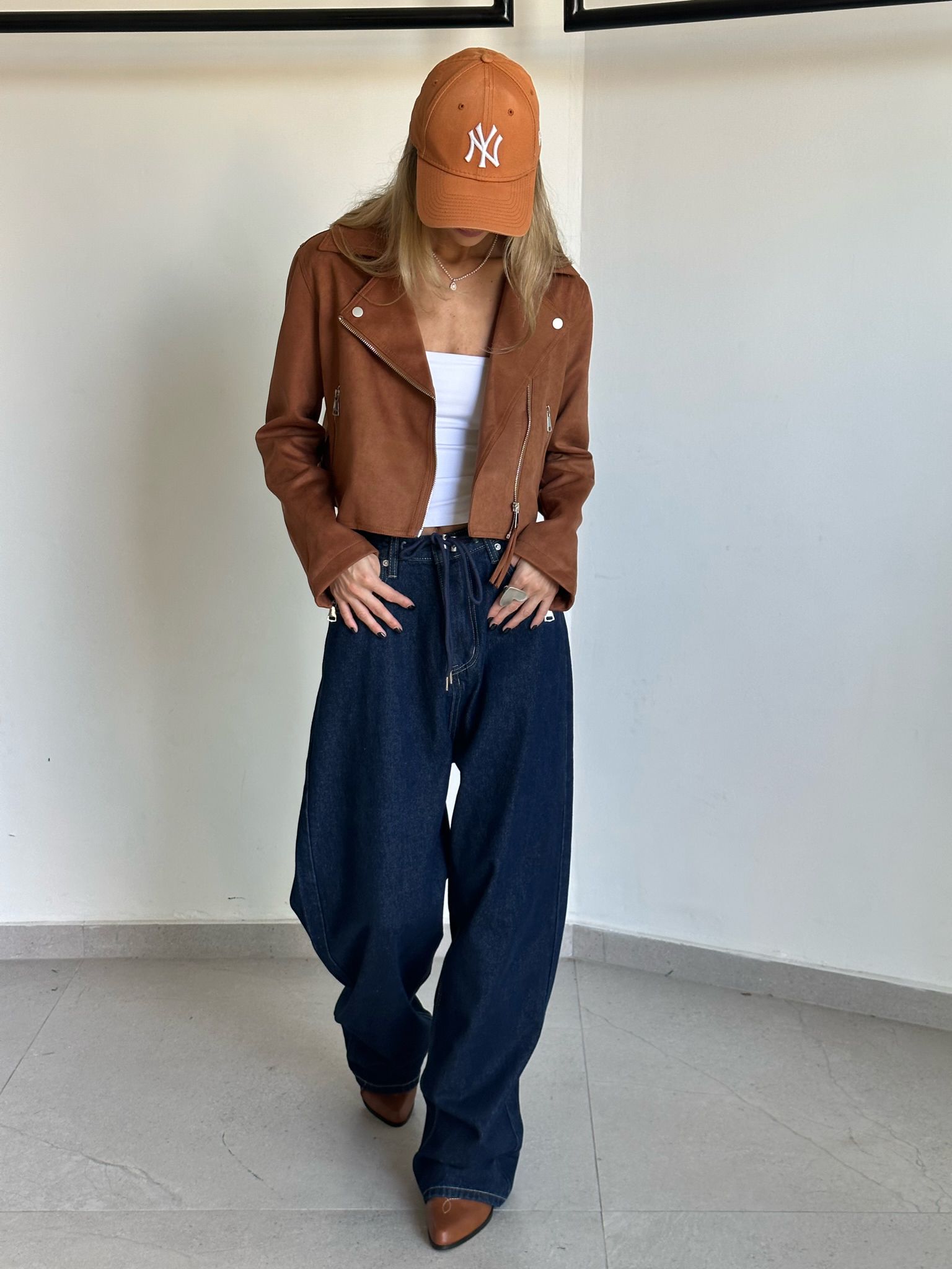 ג'קט לורי זמש חום