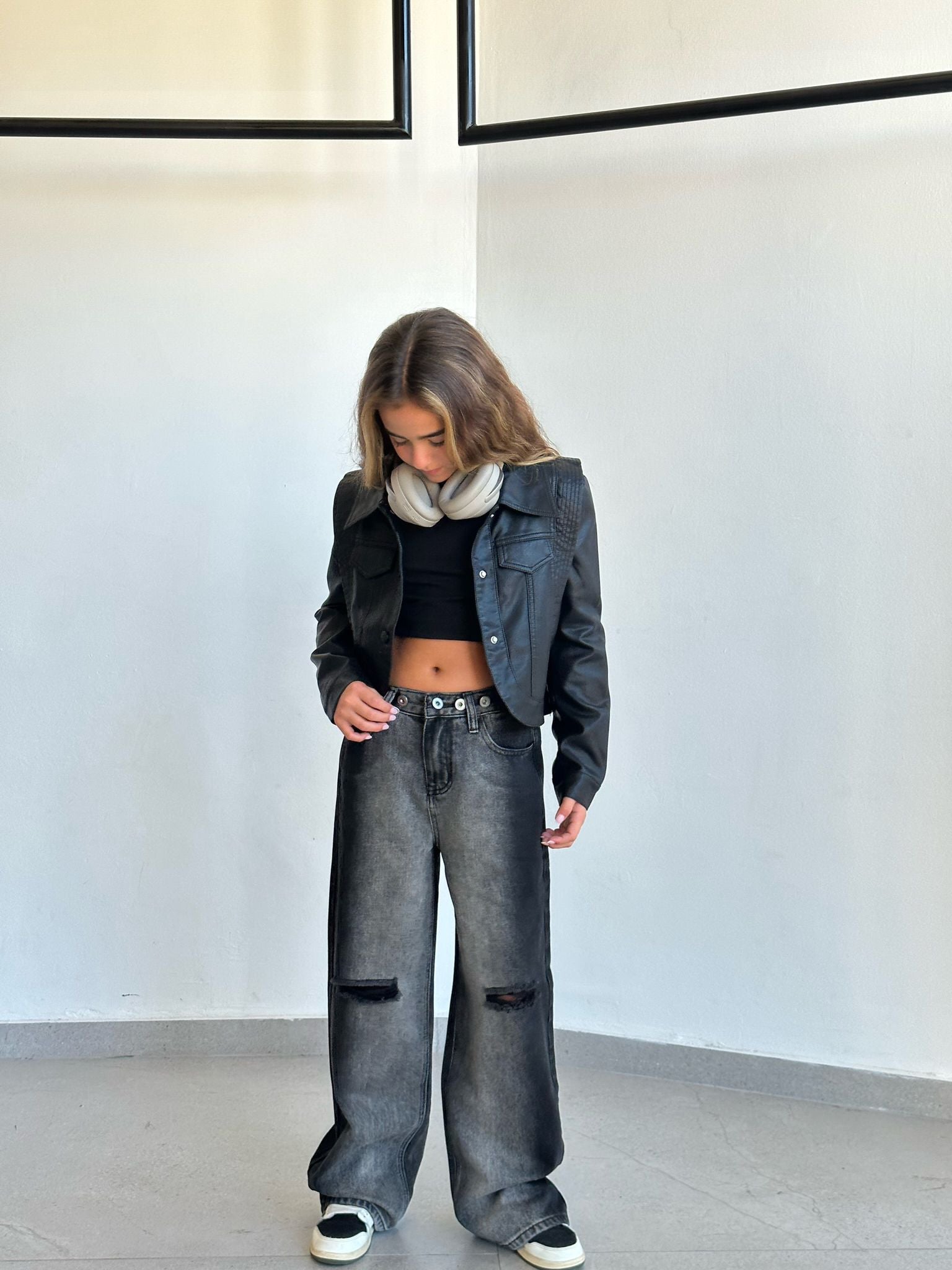 ג'ינס אמיליה שחור אפור