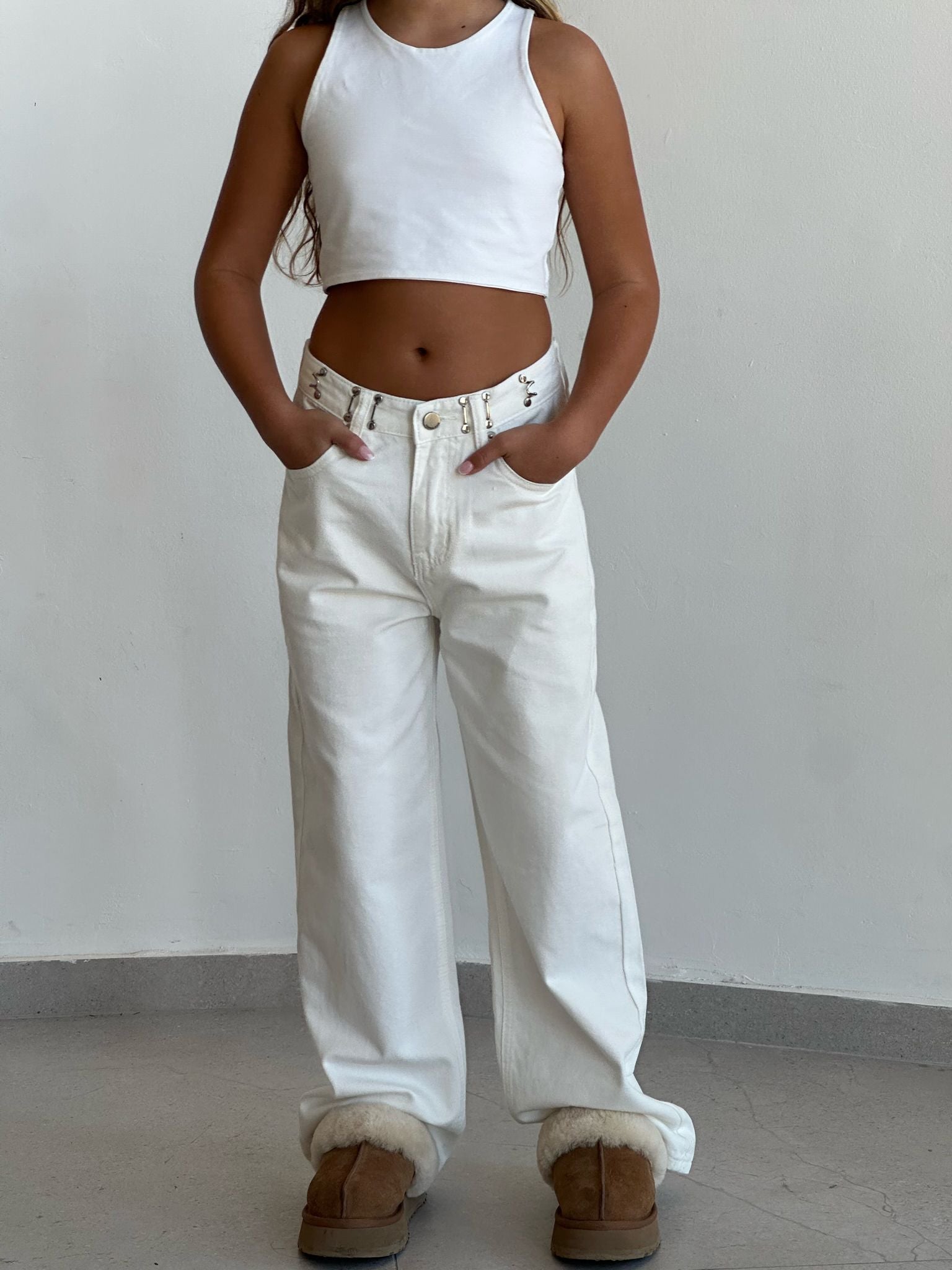 מכנס ג'ינס ארי לבן