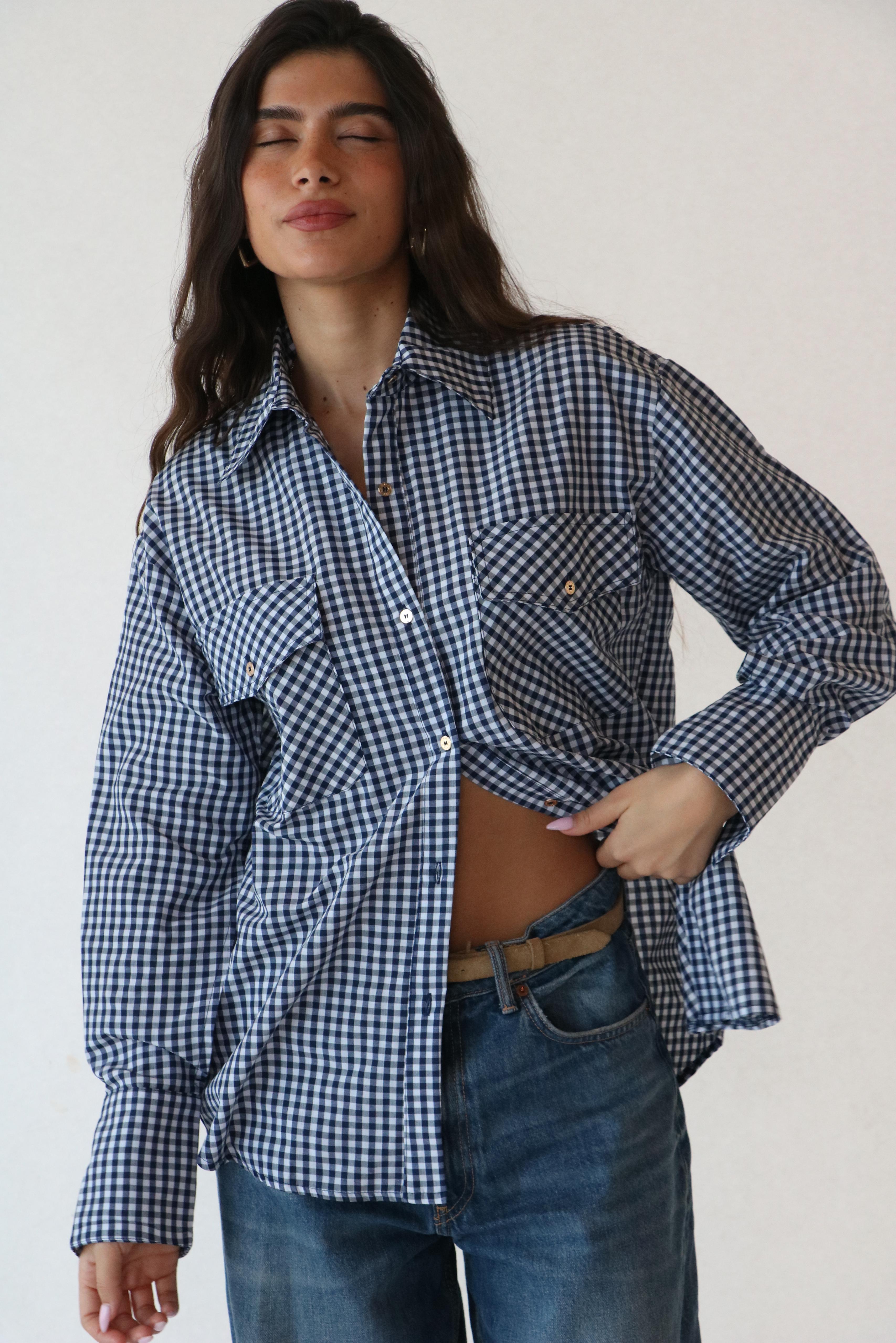 חולצת נריה משובץ כחול