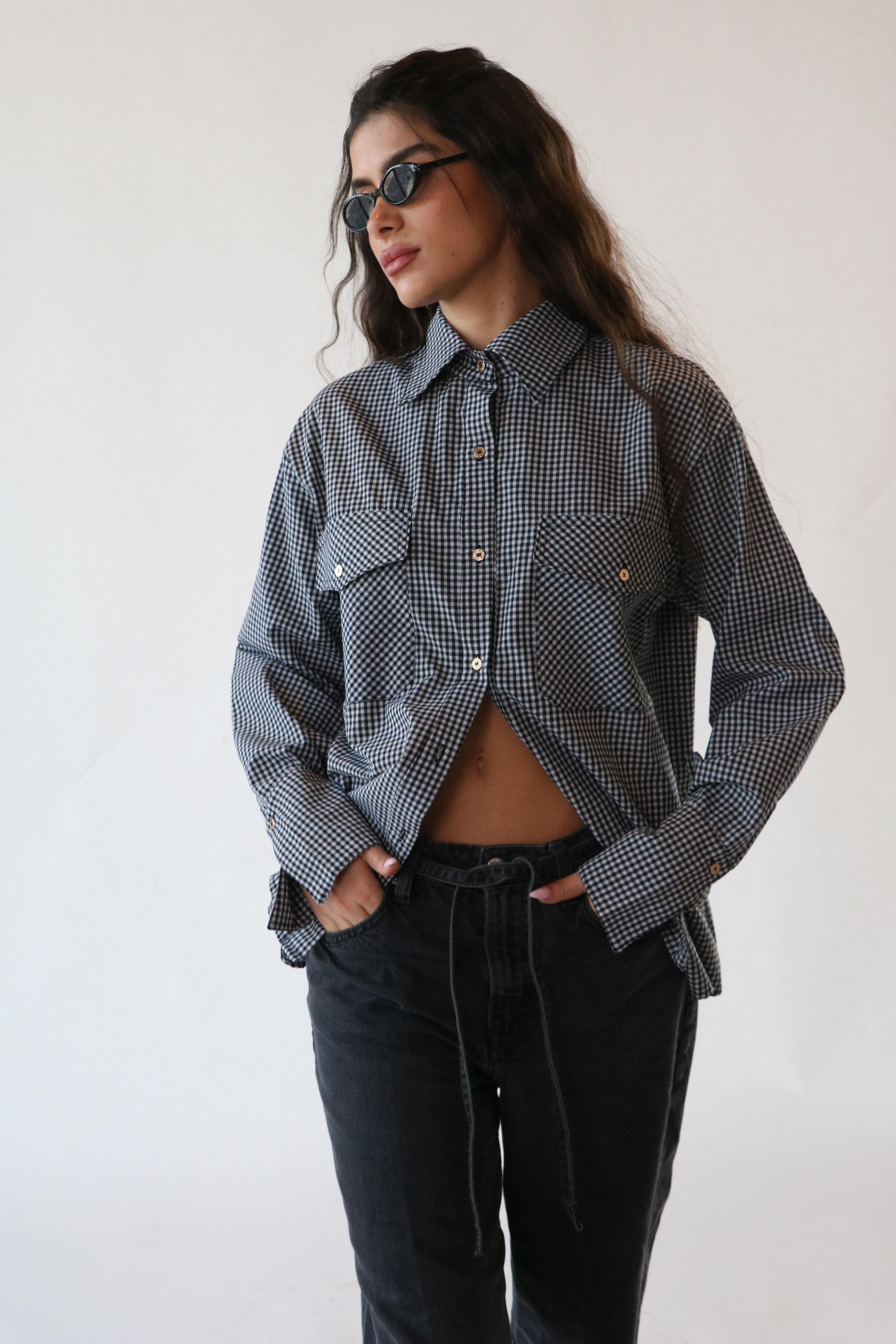 חולצת נריה משובץ שחור