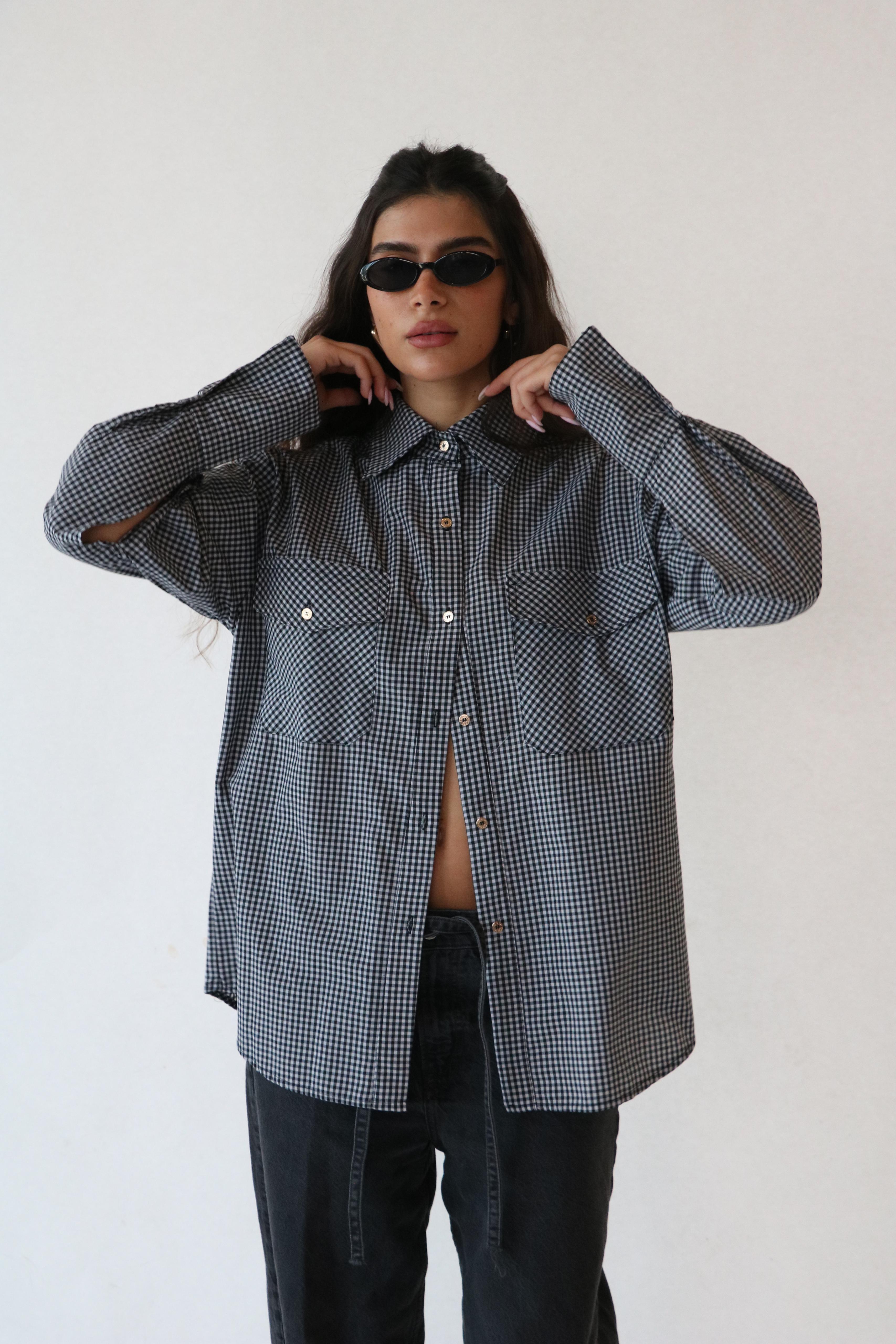 חולצת נריה משובץ שחור