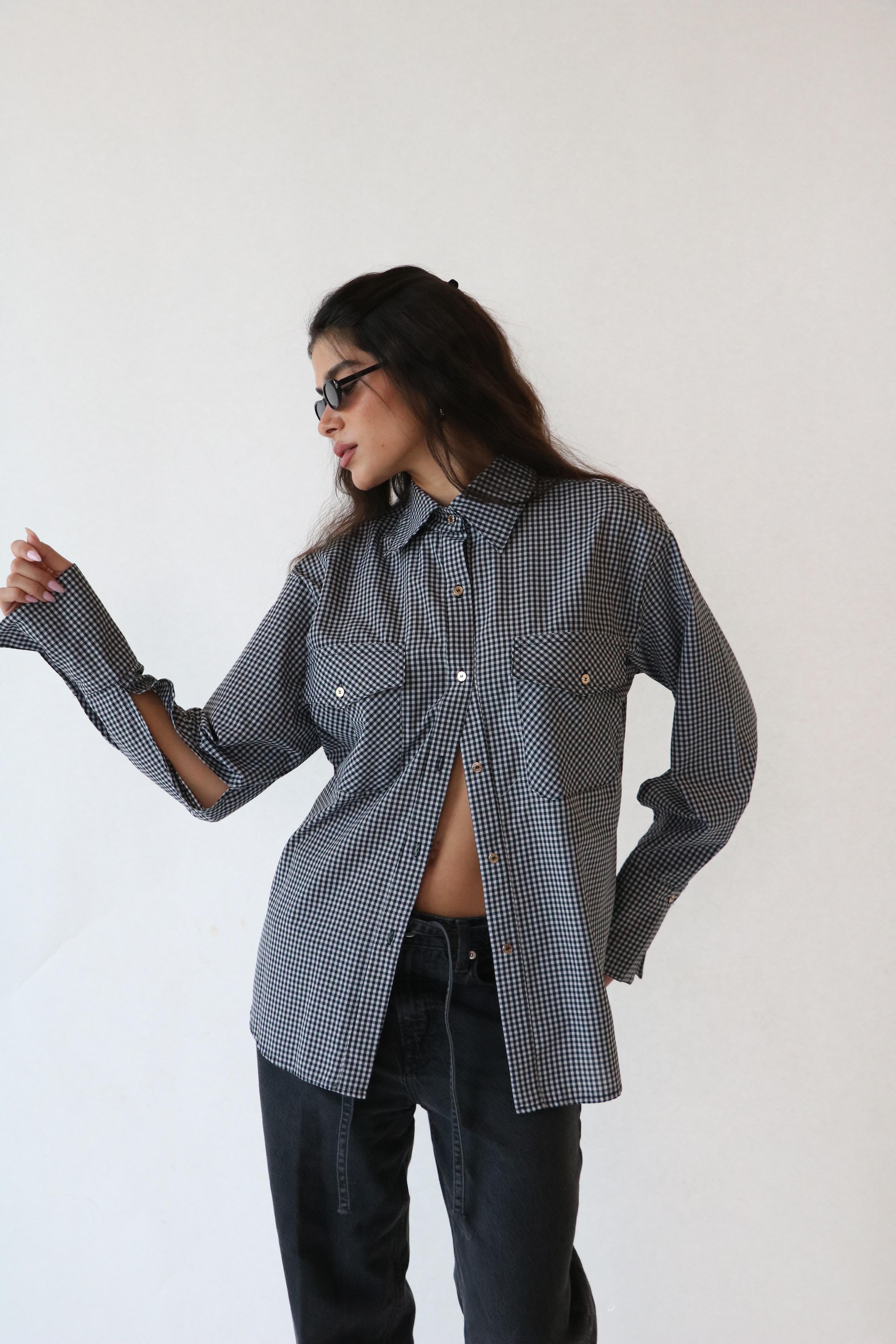 חולצת נריה משובץ שחור