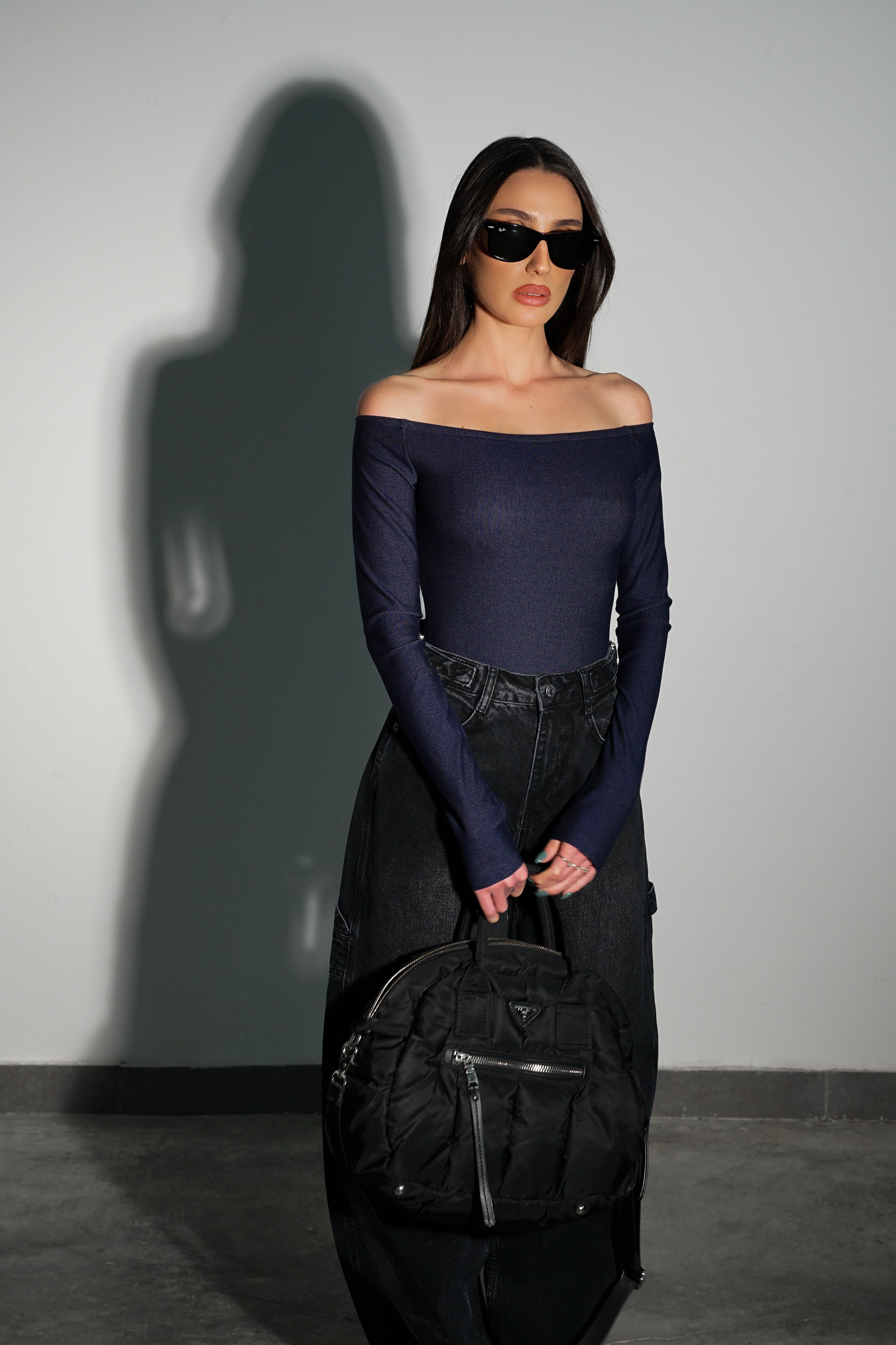 בגד גוף סאם צבע ג'ינס כחול