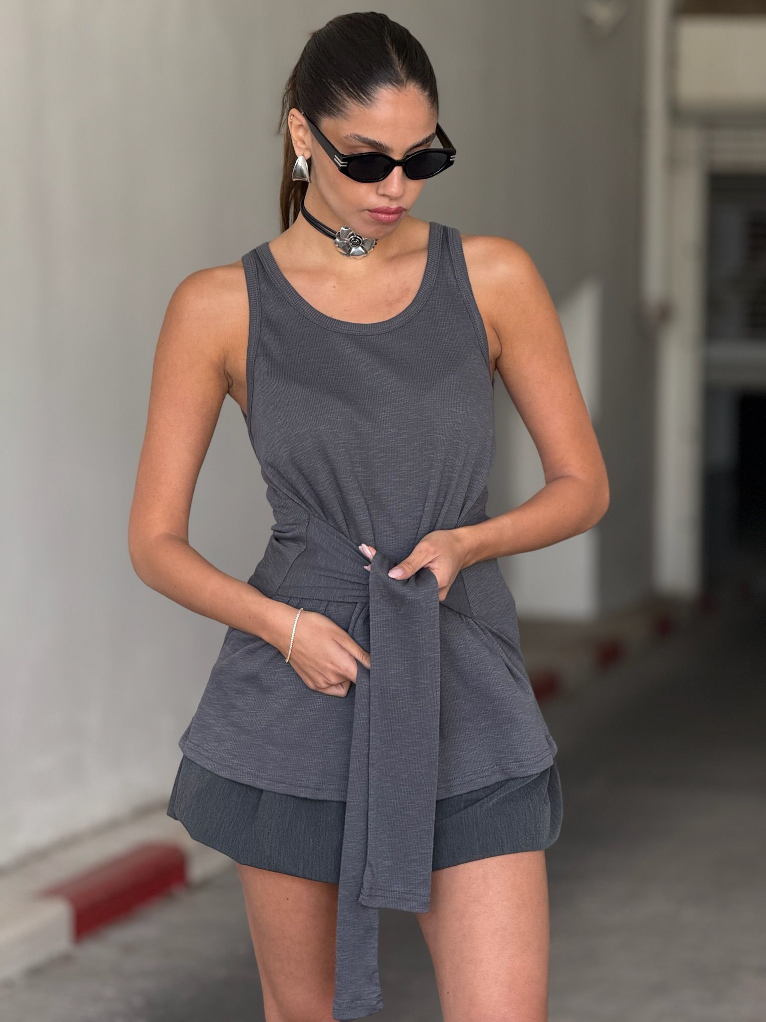 גופיית אוניל אפור ווש