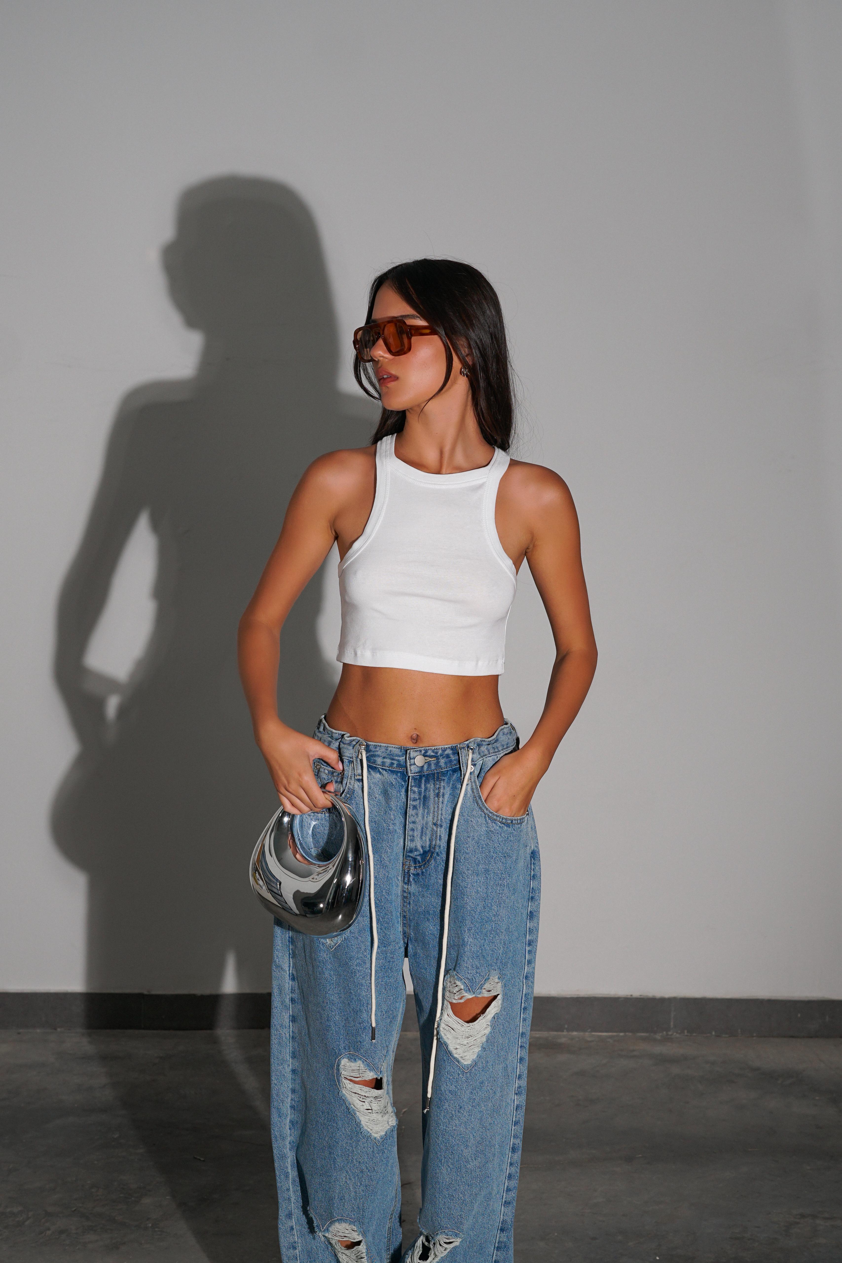 ג'ינס לבבות כחול כהה