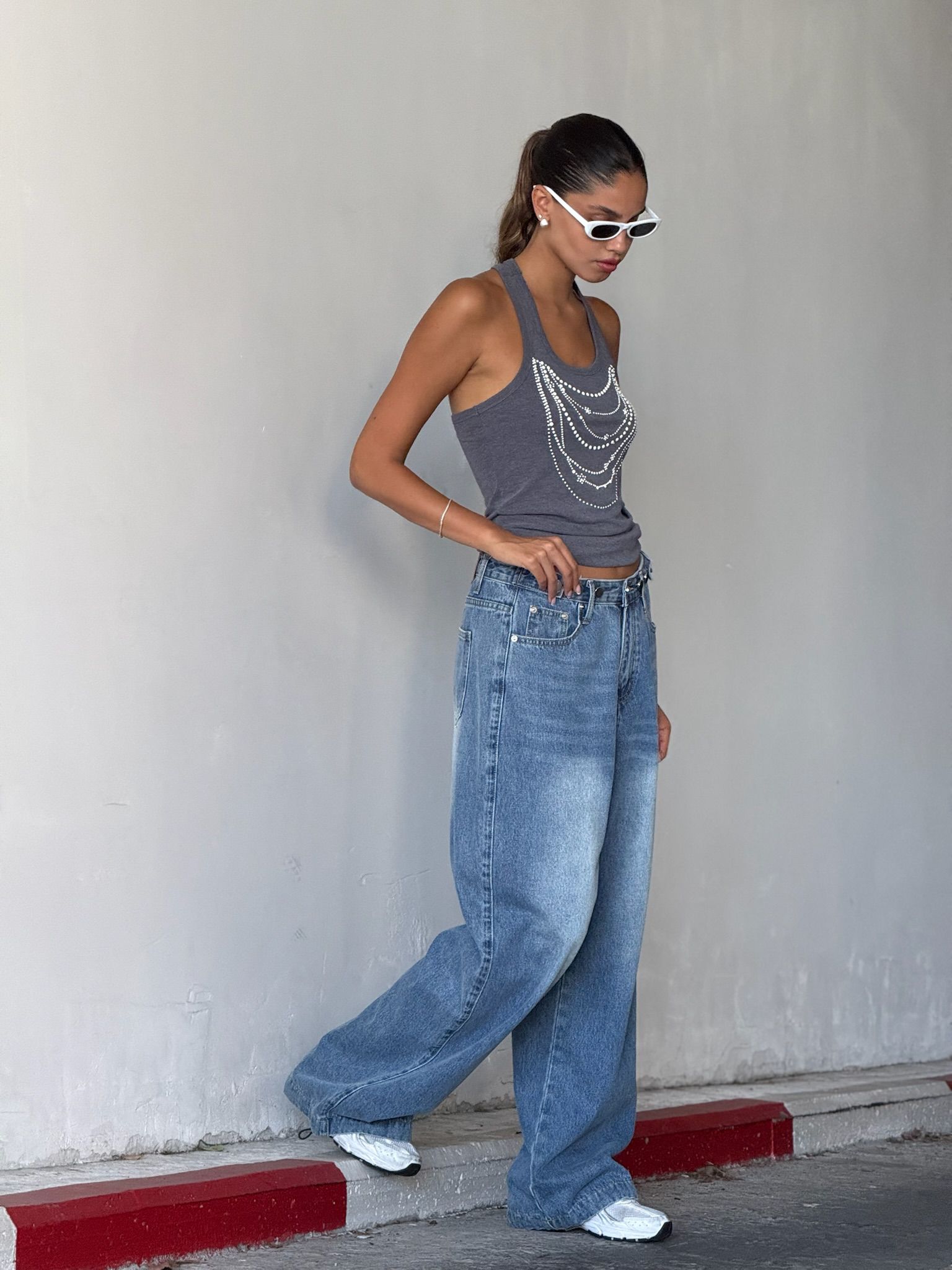 גופיית ריבל אפור ווש