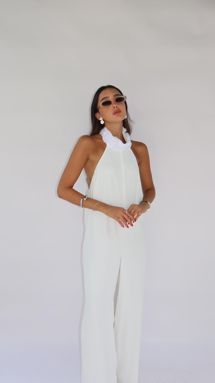 אוברול קולר פלורין לבן