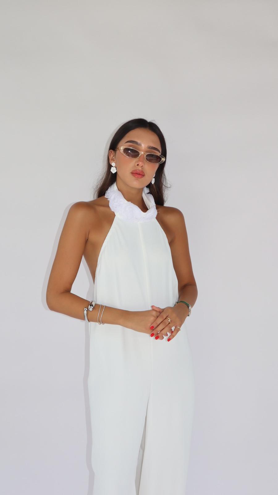 אוברול קולר פלורין לבן