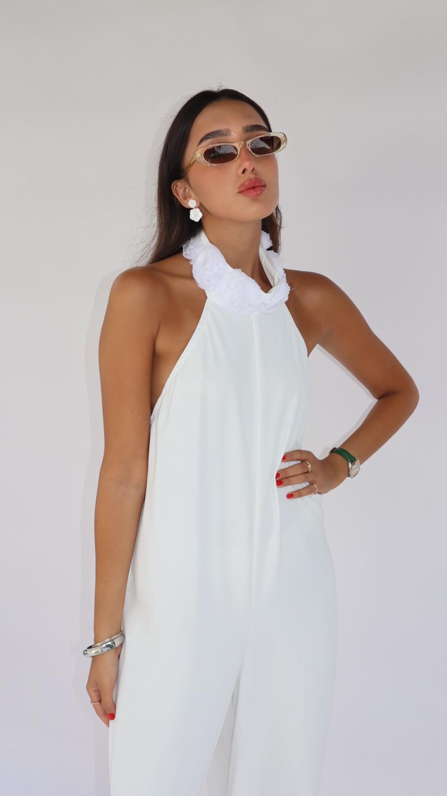 אוברול קולר פלורין לבן