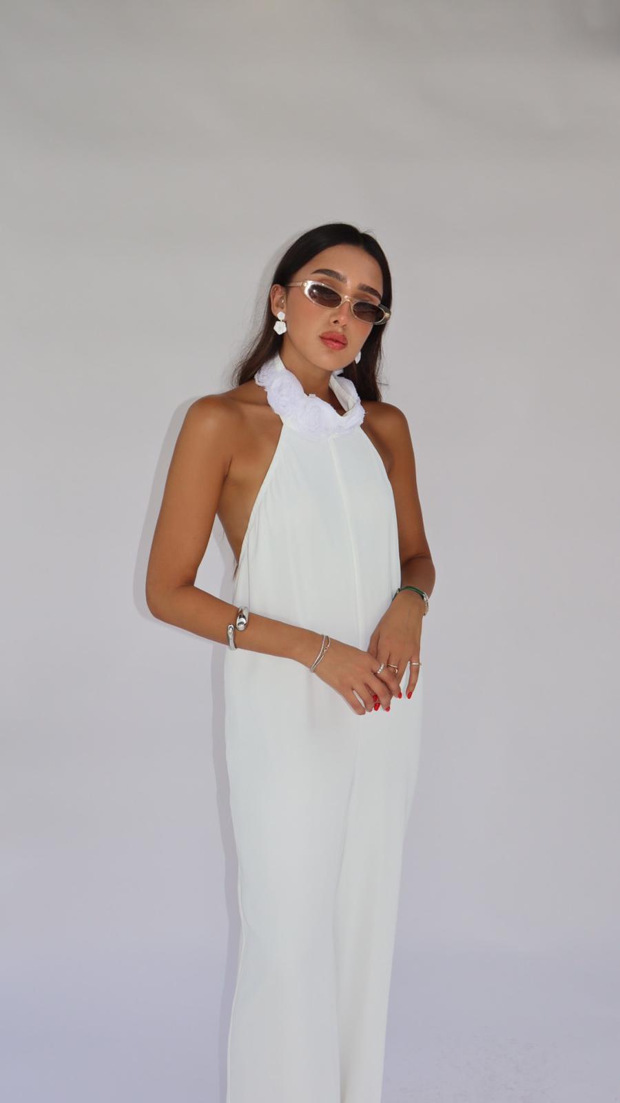 אוברול קולר פלורין לבן